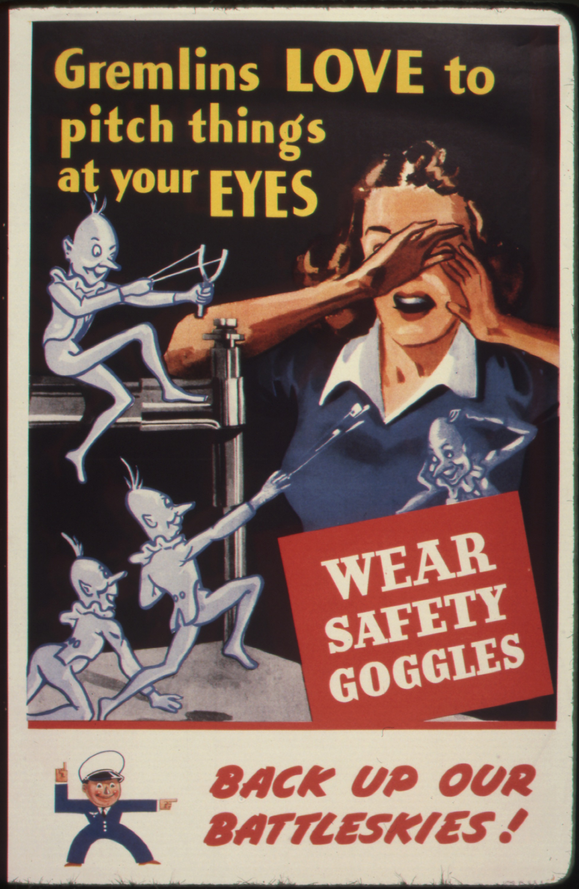  World War II Gremlin Oriented Safety Poster - Public Domain 