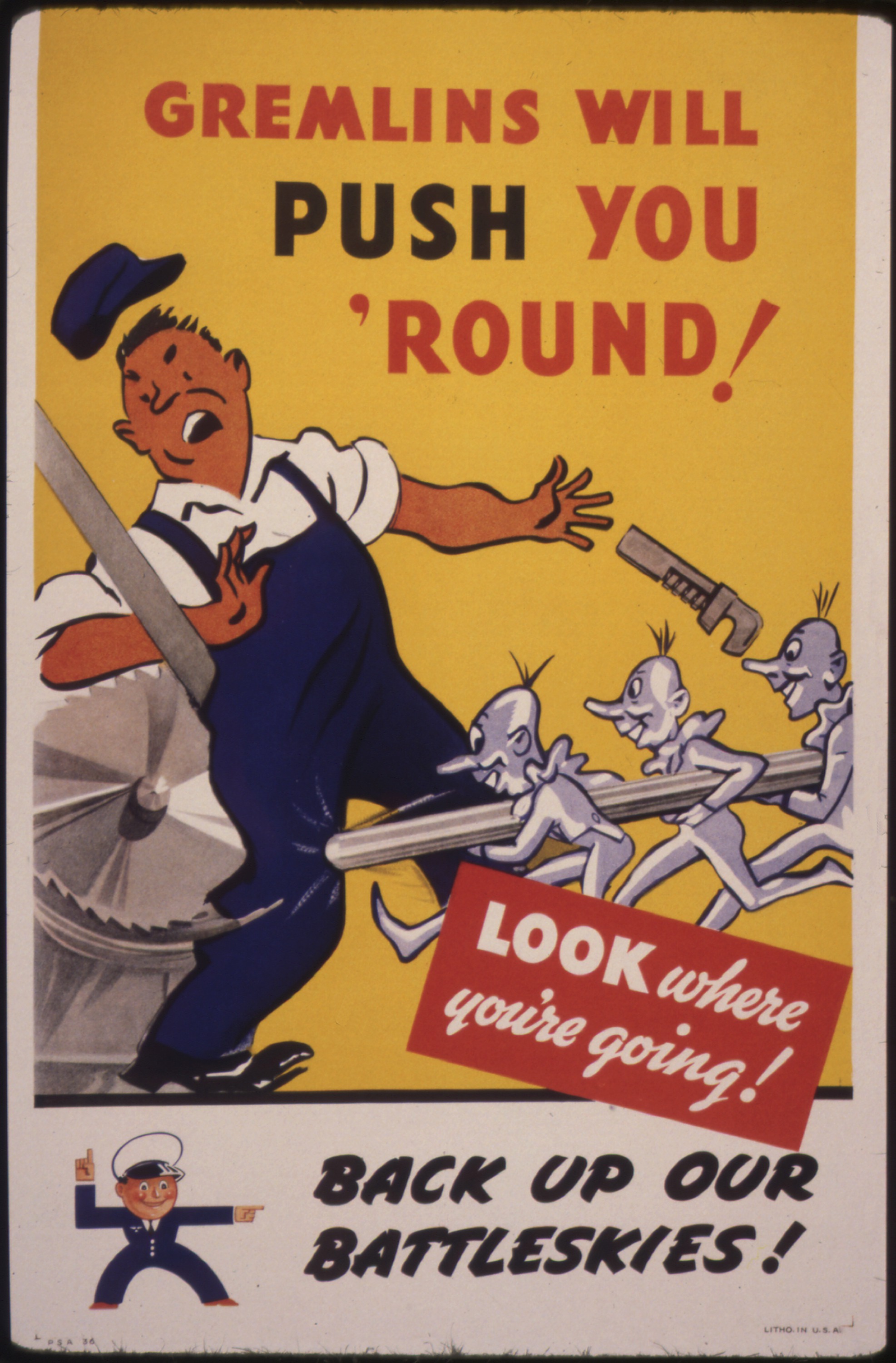 World War II Gremlin Oriented Safety Poster - Public Domain
