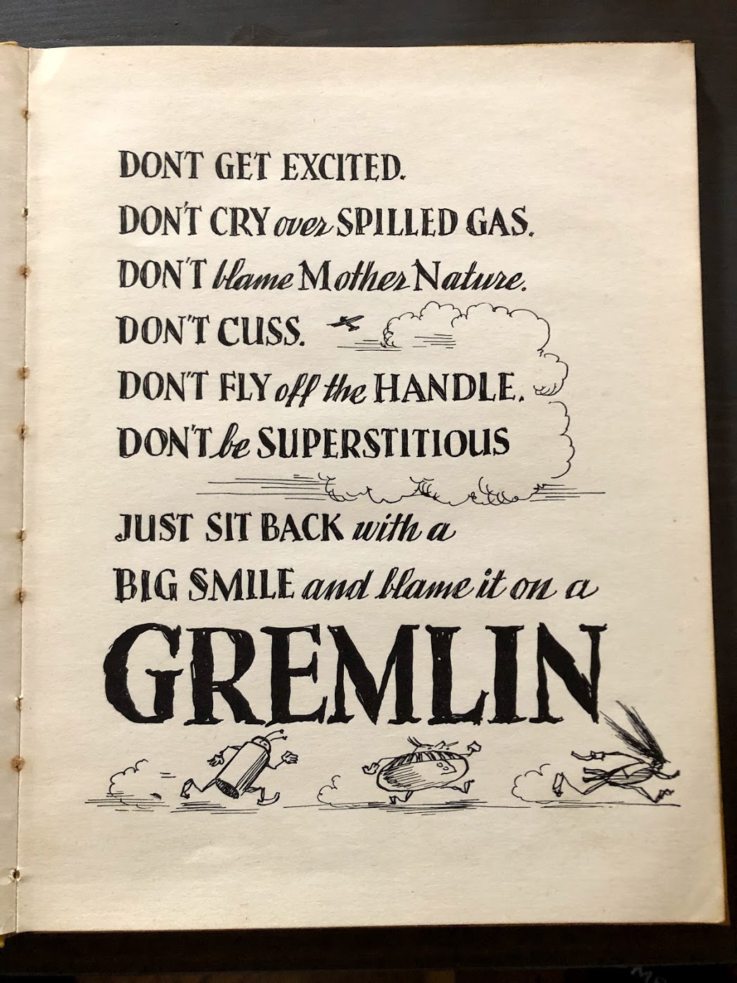 From Astonishing Legend’s copy of Eric Sloane’s hard to find book, ''Gremlin Americanus: A scrap book collection of Gremlins''