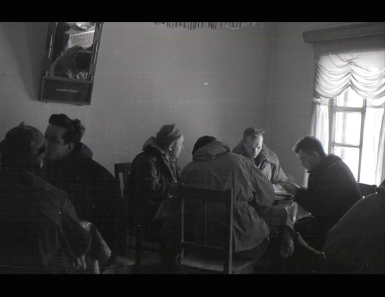  The group rests at a local cafe to check their route 