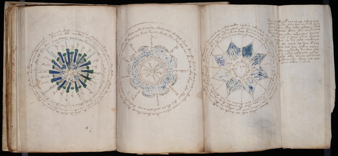  All images of scans of the Voynich Manuscript from Beinecke Rare Book &amp; Manuscript Library, via jasondavies.com/voynich 