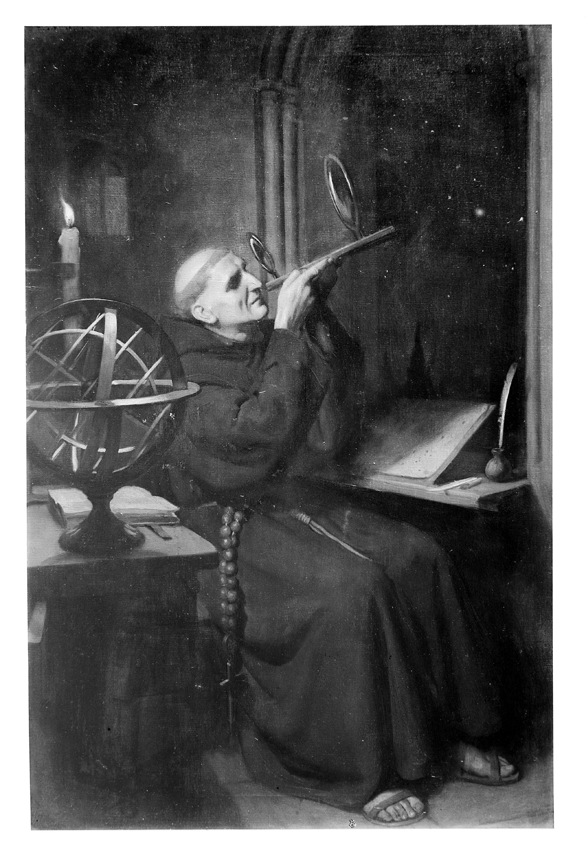  Roger Bacon in his observatory at Merton College, Oxford. Oil painting by Ernest Board.  Used by  CC BY 4.0  