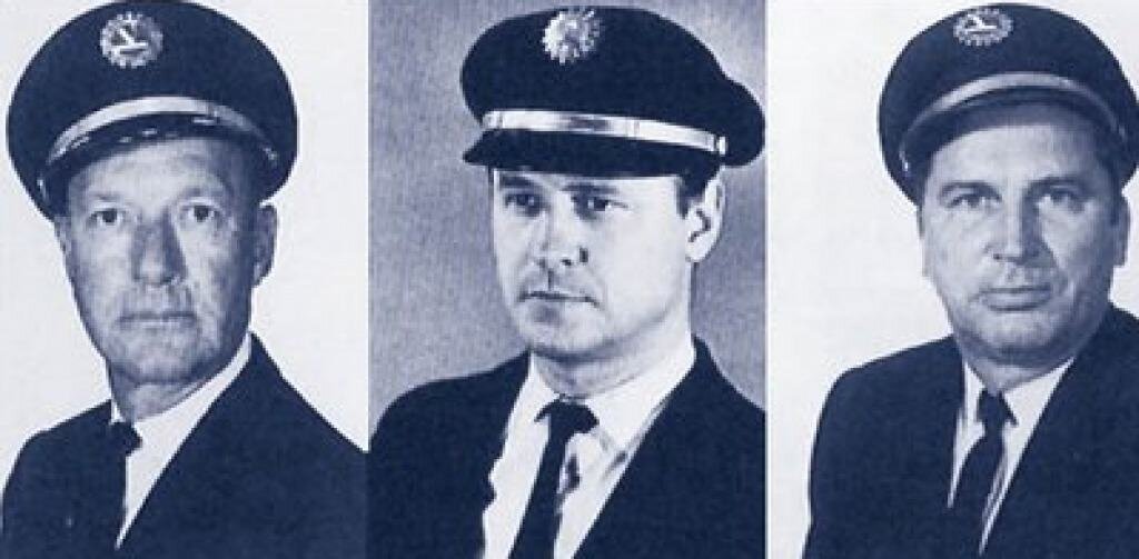  (L-R) Captain Robert Albin “Bob” Loft; Co-pilot/First Officer Albert John “Bert” Stockstill; Second Officer/Flight Engineer Donald Louis “Don” Repo 