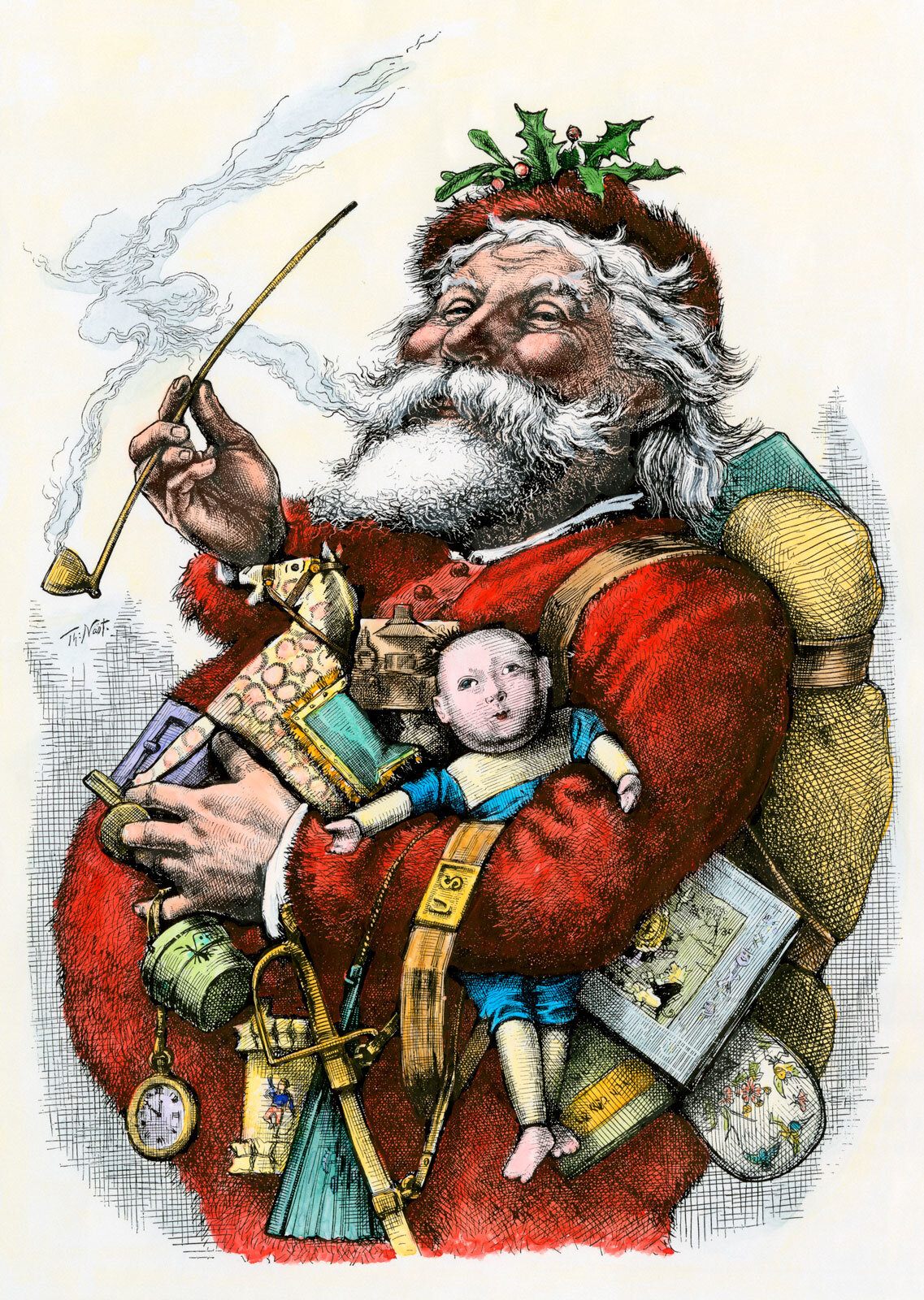  A colored version of the famous illustration of “Merry Old Santa Claus” by Thomas Nast, which appeared in the January 1, 1881 edition of  Harper’s Weekly  