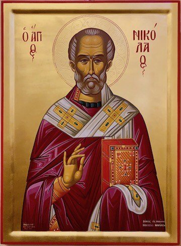  St Nicholas depicted in a religious icon style 