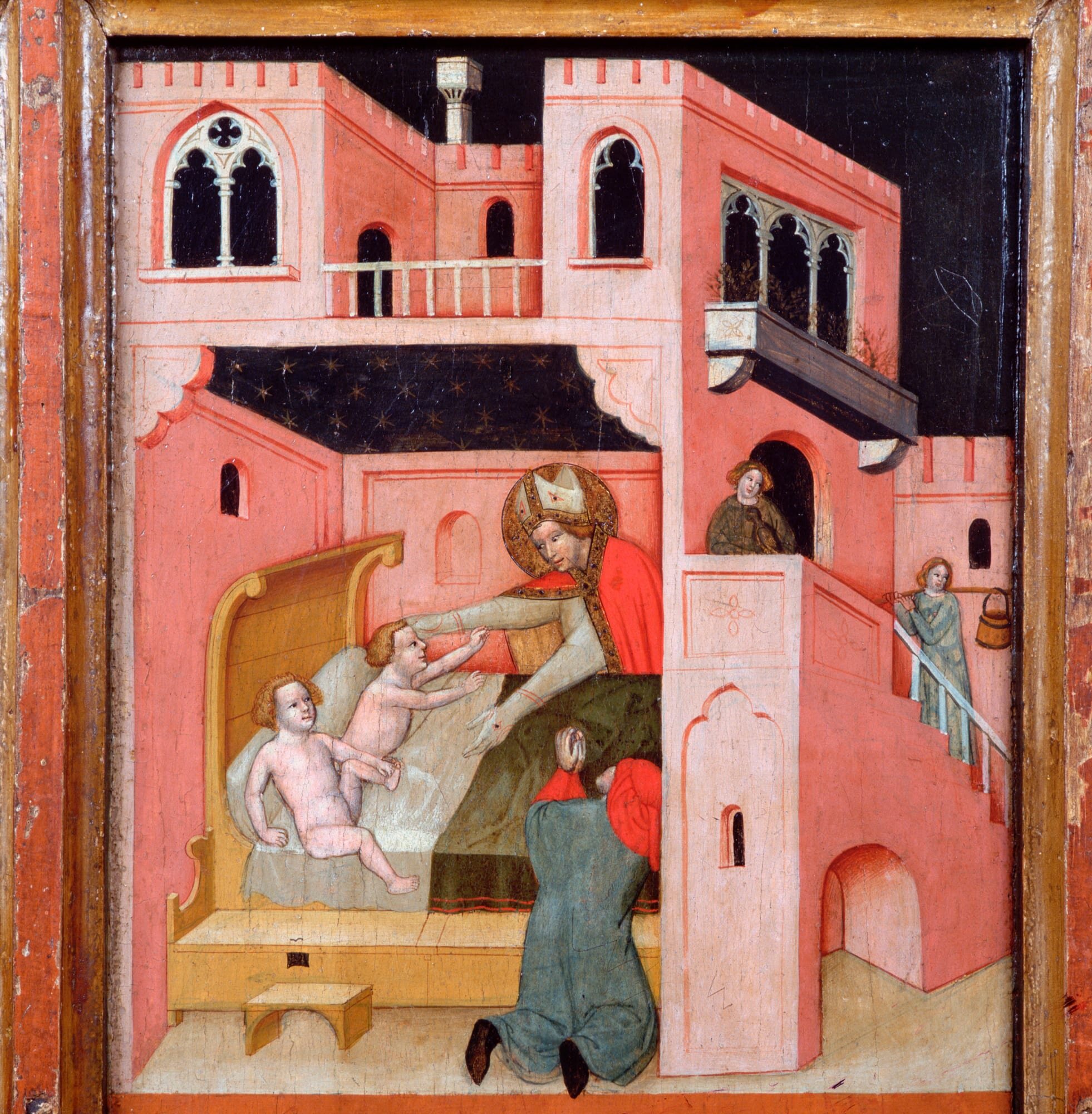  A 14th c. panel painting of St Nicholas helping children by Vitale da Bologna 