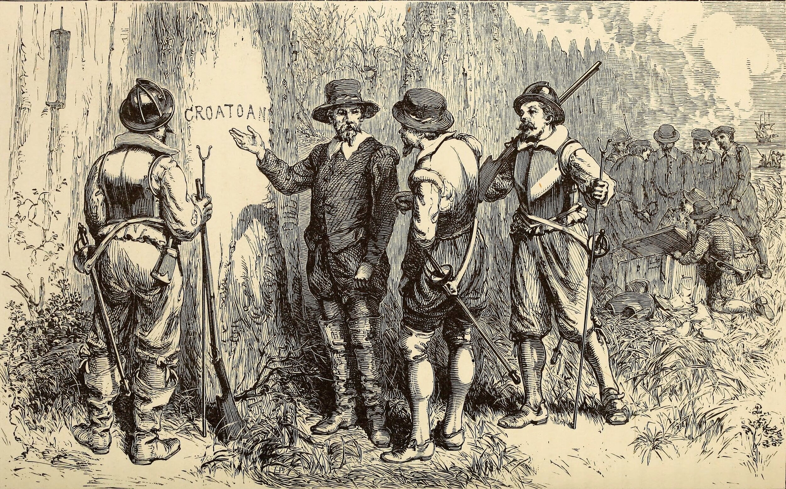   The Lost Colony , design by William Ludwell Sheppard, engraving by William James Linton.&nbsp; From  A popular history of the United States: from the first discovery of the western hemisphere by the Northmen, to the end of the first century of the 