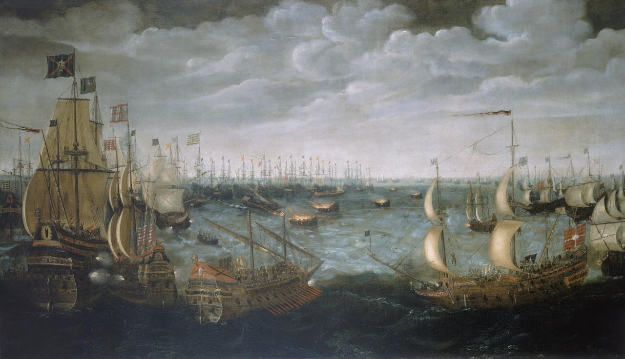  “Contemporary Flemish interpretation of the launching of English fire-ships against the Spanish Armada, 7 August 1588” 
