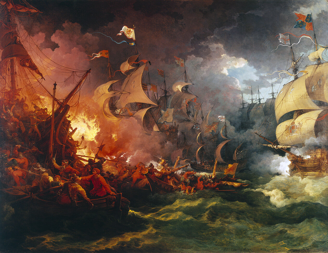  “ Defeat of the Spanish Armada, 8 August 1588  by&nbsp; Philip James de Loutherbourg &nbsp;(1796)” 