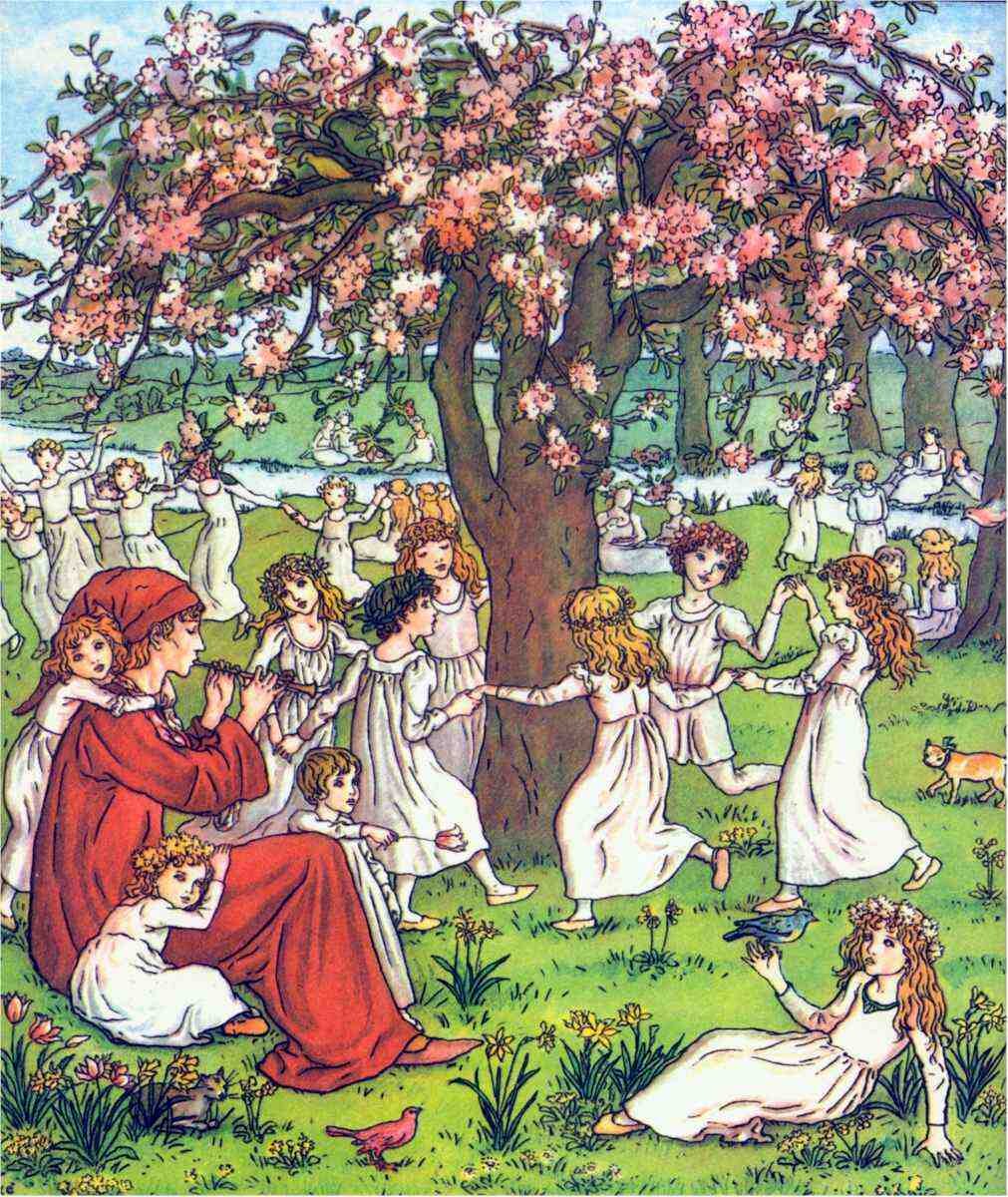  Illustration by Kate Greenaway for  Robert Browning’s poem,  The Pied Piper of Hamelin   