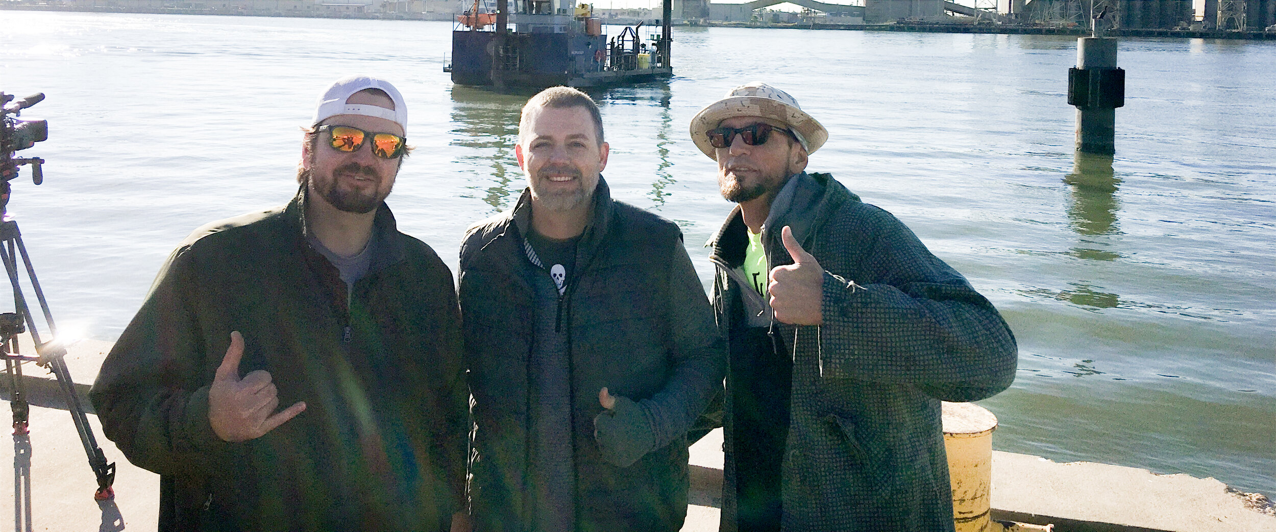  On location for the   Expedition Unknown   episode, somewhere on the Gulf Coast.  L-R: Cody Hix; Jay Hix-Jones; Chuck Hix 