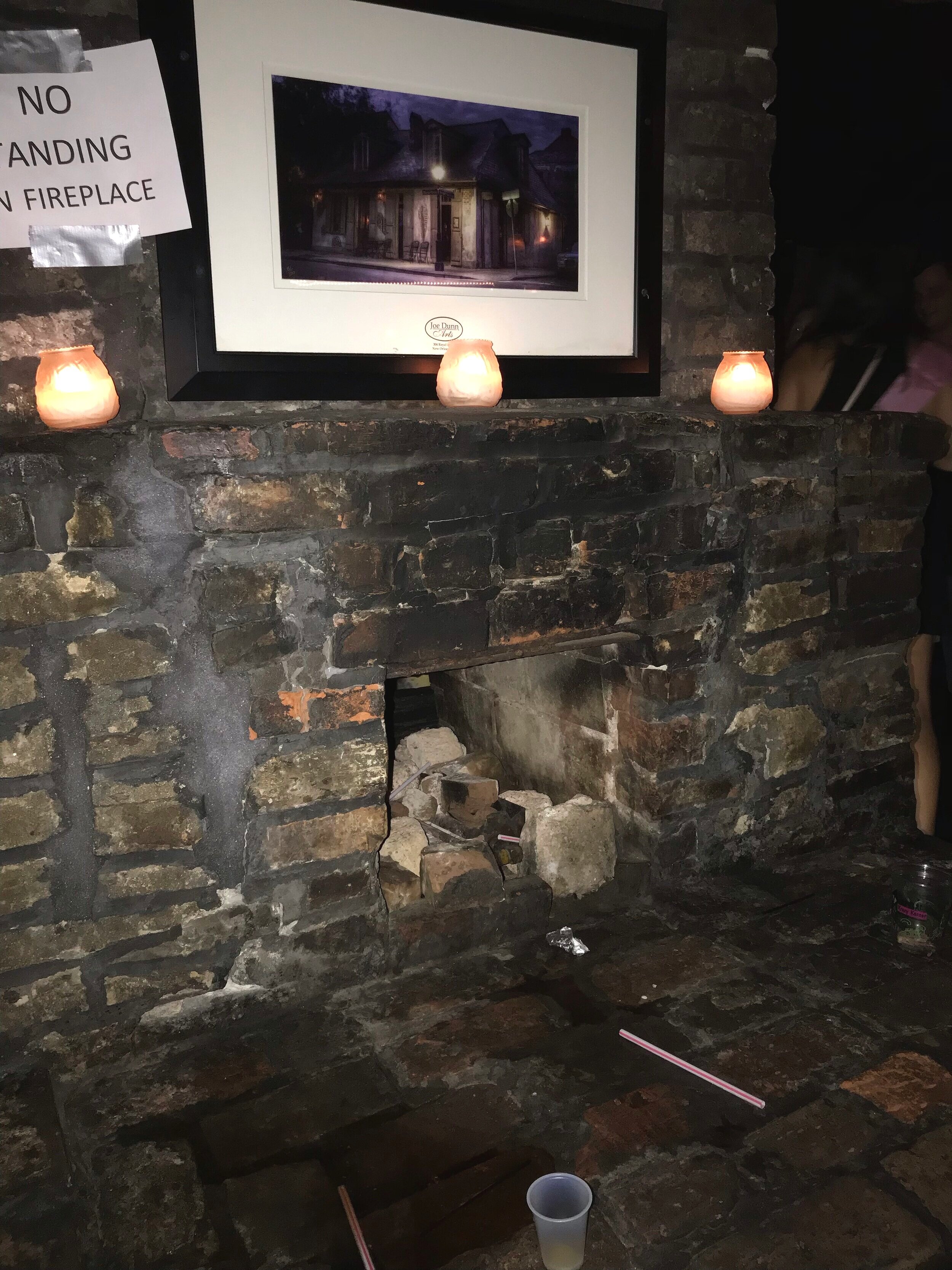 The notorious fireplace at  Lafitte’s Blacksmith Shop Bar in New Orleans , where some have said a pair of glowing red eyes have stared back at them while seated at the tables near it. 