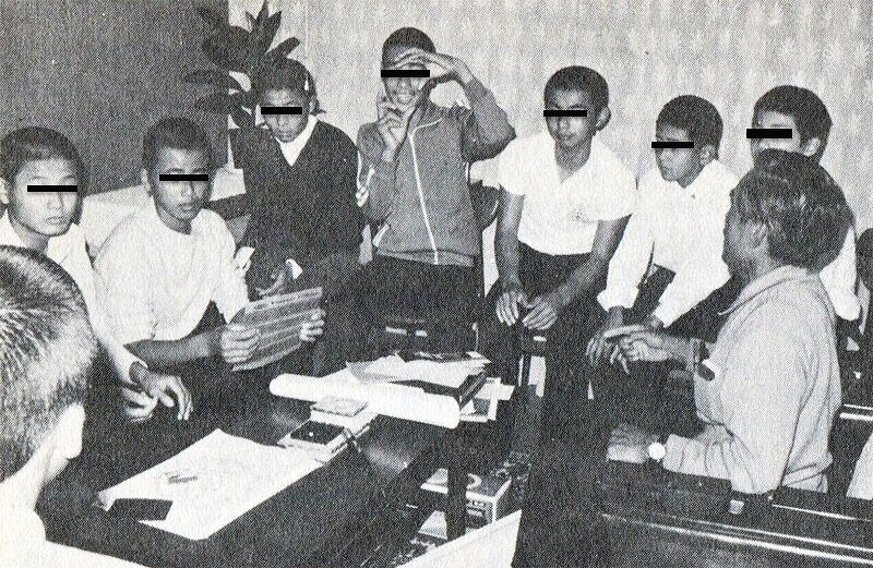  The group of boys who witnessed the object.  On the far right is UFO researcher Mr. Ike 