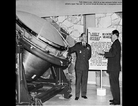  A vintage USAF photo of an unused Mark II RV in its holding rack on display 