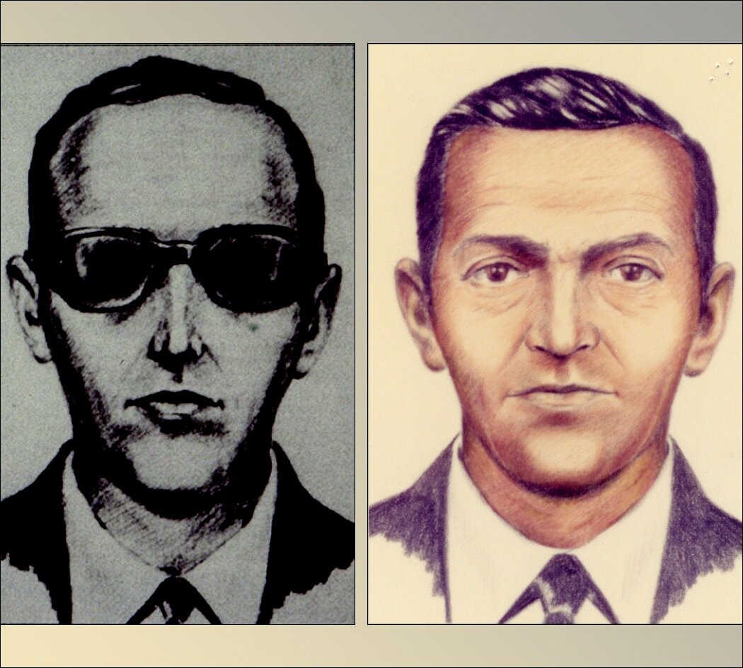  A police sketch artist’s composite of “Dan Cooper” from eye-witnesses like Flight Attendants Florence Schaffner and Tina Mucklow 
