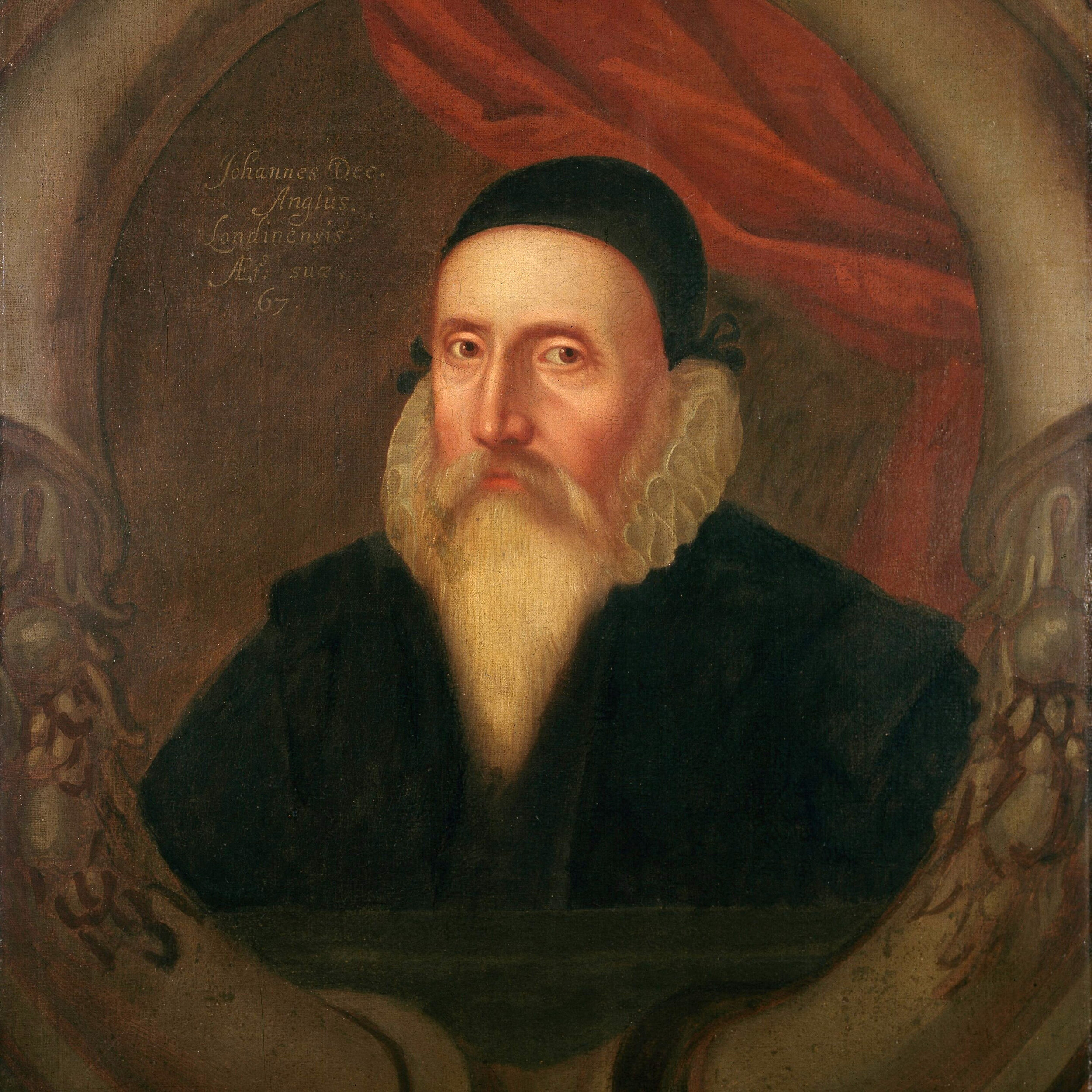  John Dee at 67 by an unknown artist - Scan from  the  National Maritime Museum website, Greenwich   