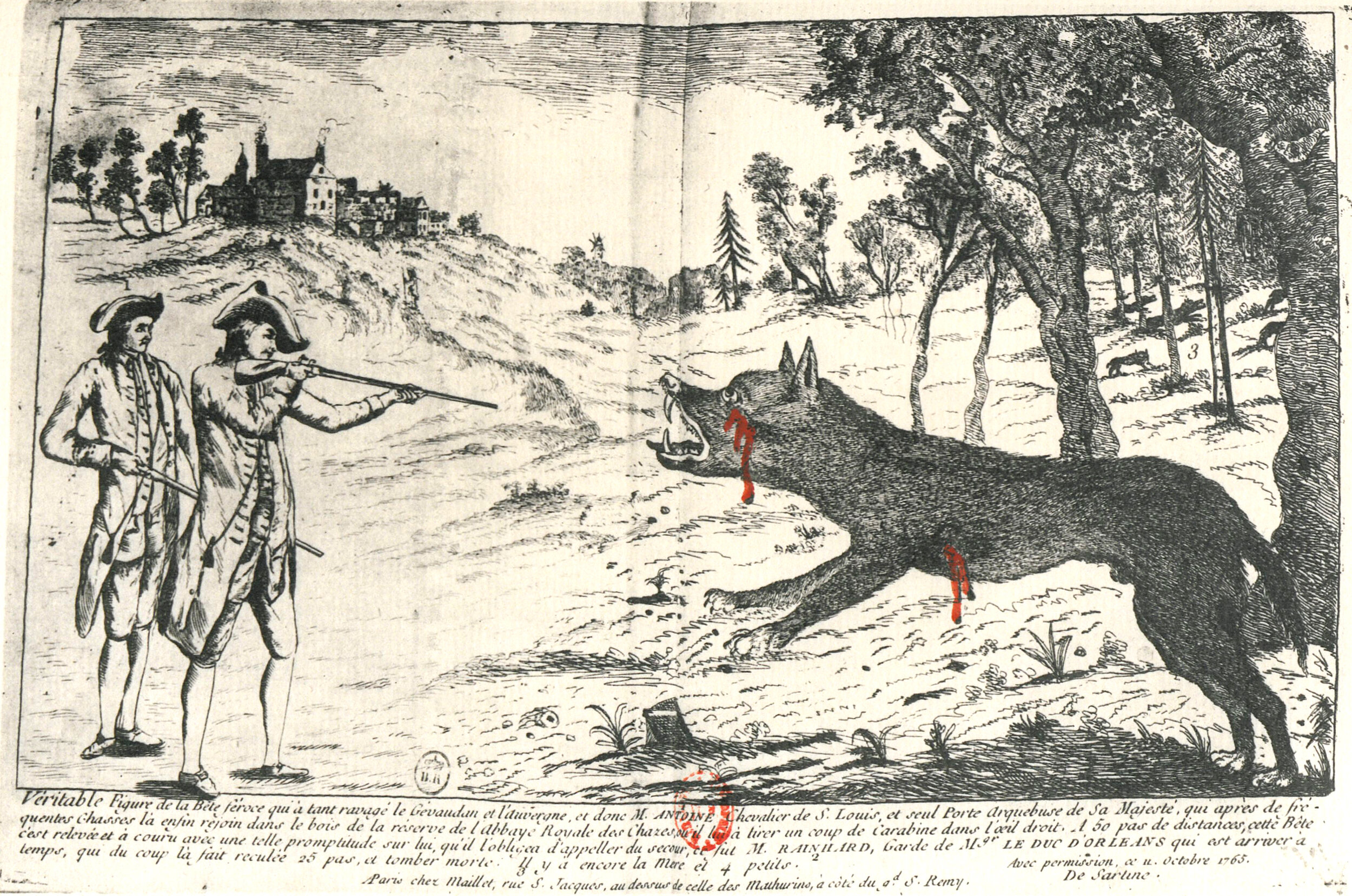  “François Antoine slaughters the Beast of Gévaudan. Engraving reproduced in François Fabre,  La Bête du Gévaudan  , Paris, Librairie Floury, 1930.” 