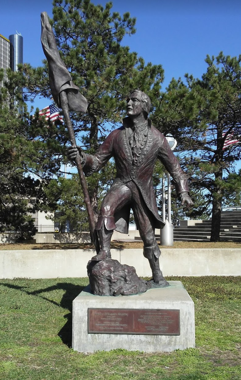  Statue of  Antoine de la Mothe Cadillac , in  Hart Plaza , in Detroit, Michigan.  Photo by  Michipedian  