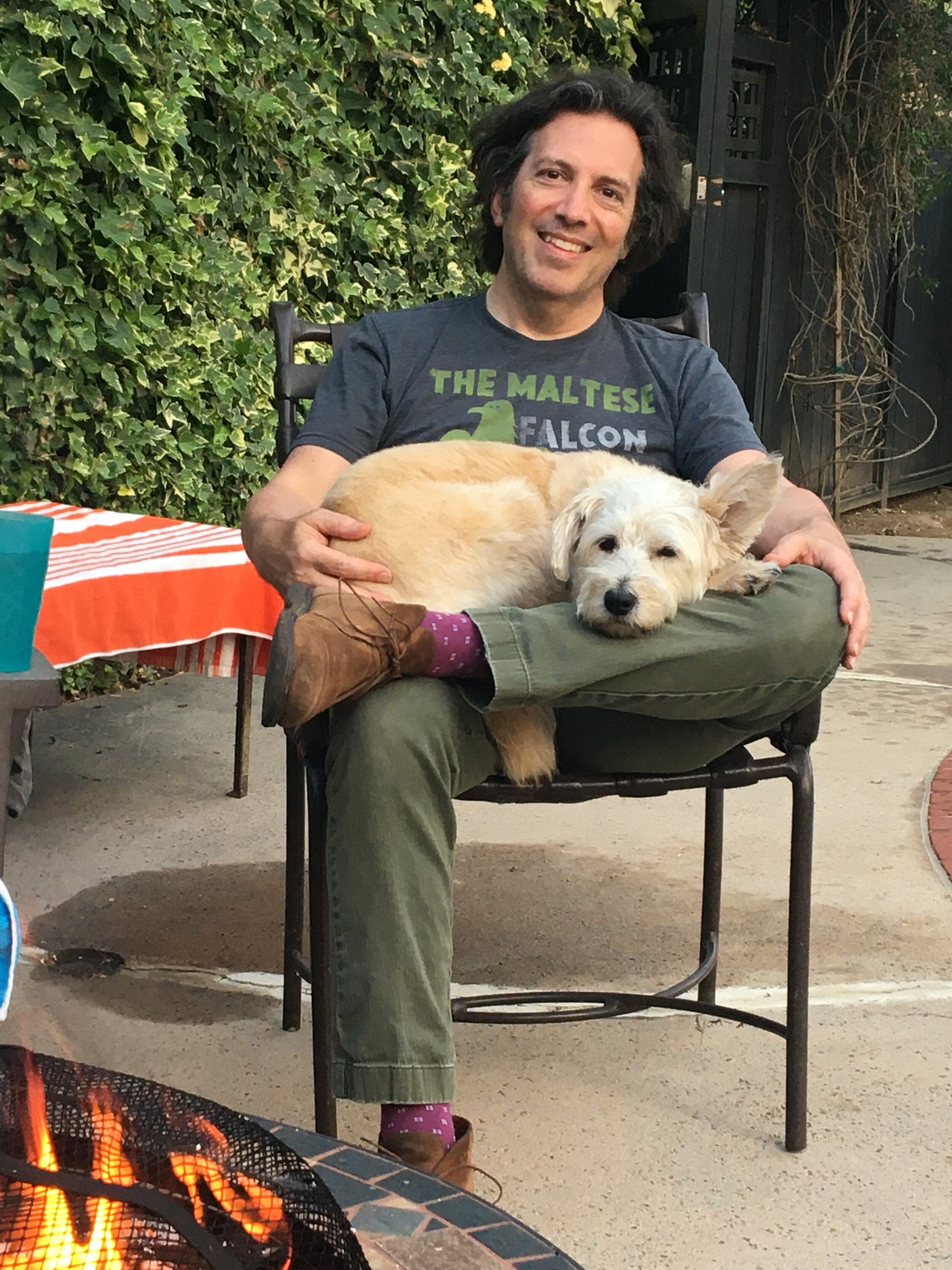  Screenwriter, producer, and raconteur of mystery, Rich Hatem with his dog Luna 