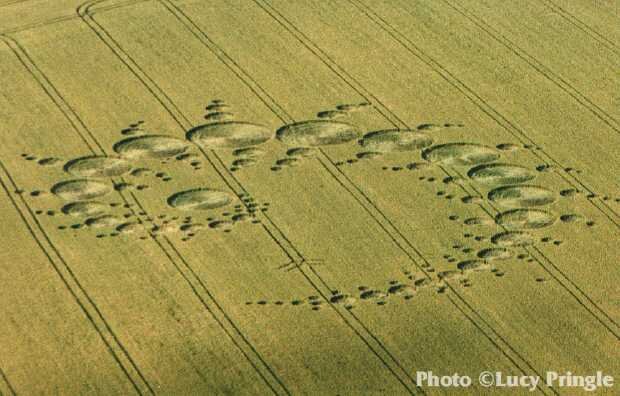 Close up of the “ Julia Set ” opposite Stonehenge, Wiltshire, July 7, 1996.  “A complex 'Julia Set' formation (915.2'x508')” Photo: © Lucy Pringle 1990 