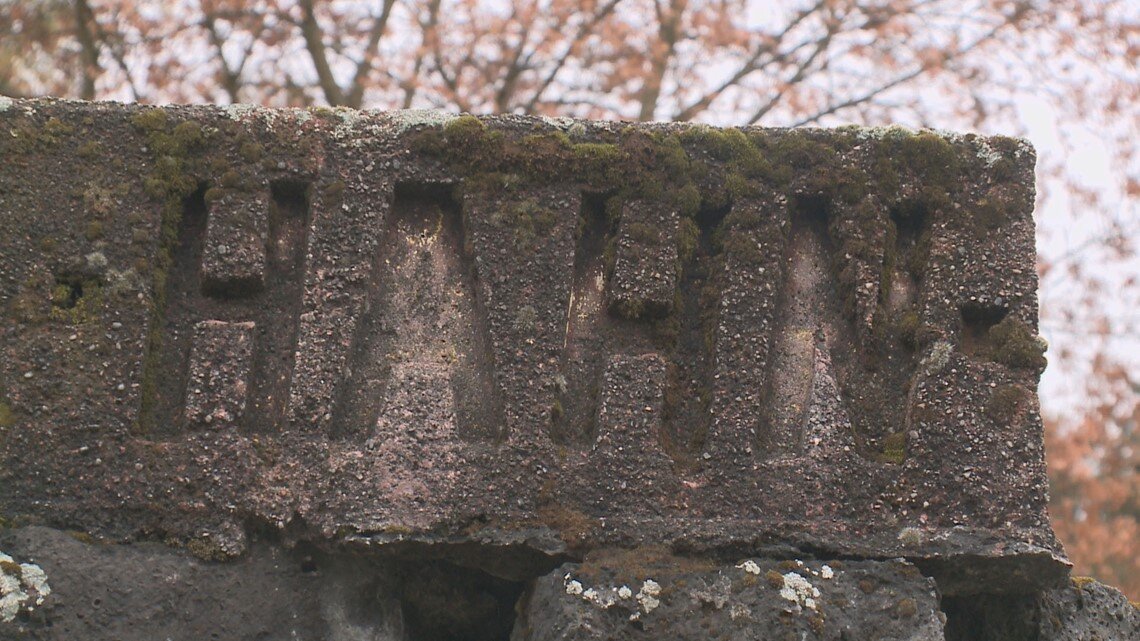  Stone sign for the Wilbur-Hahn manor.  Photo credit: KREM 2 CBS news. 