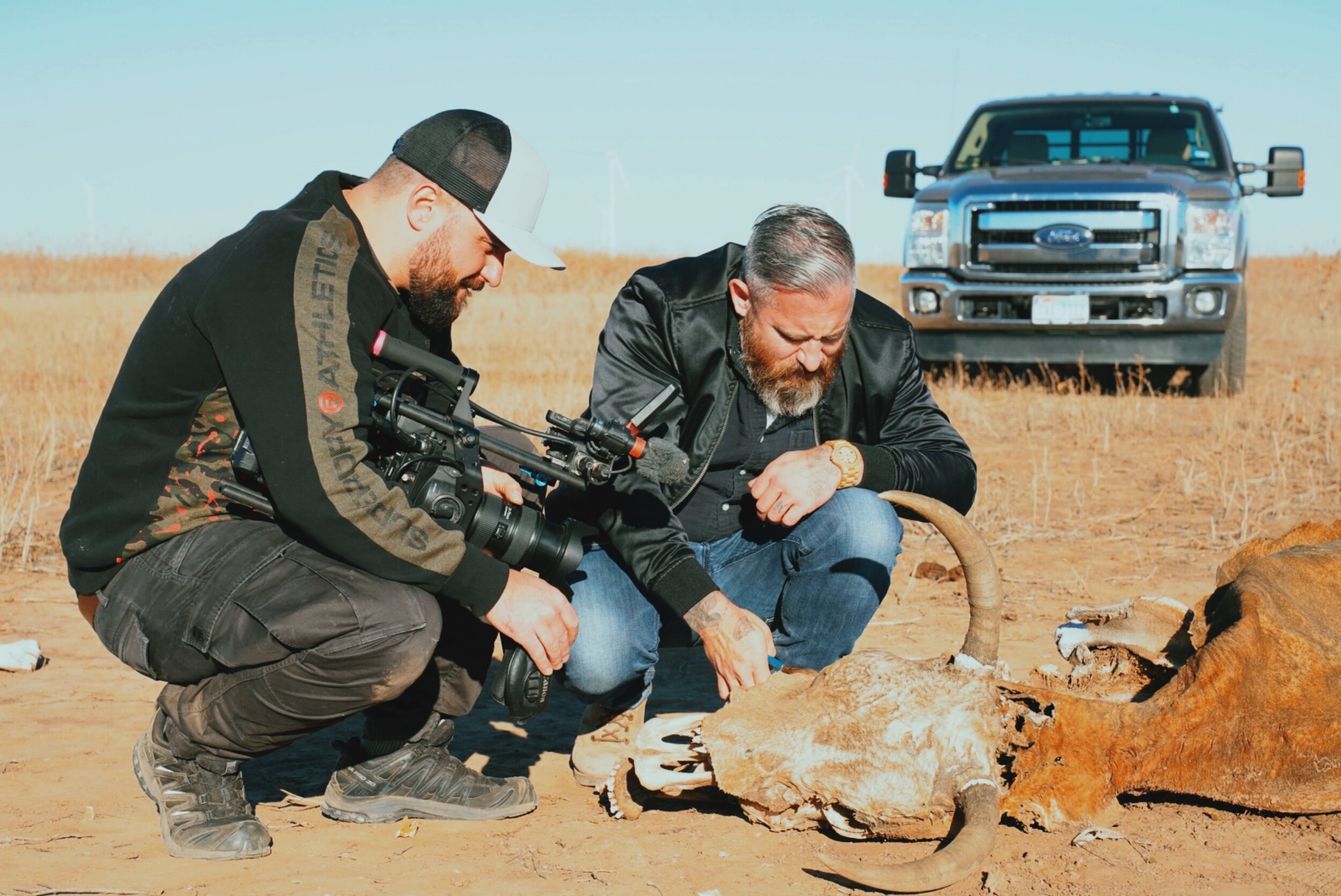  Jeremy (R) and his videographer investigating the cattle mutilation in the Texas panhandle 