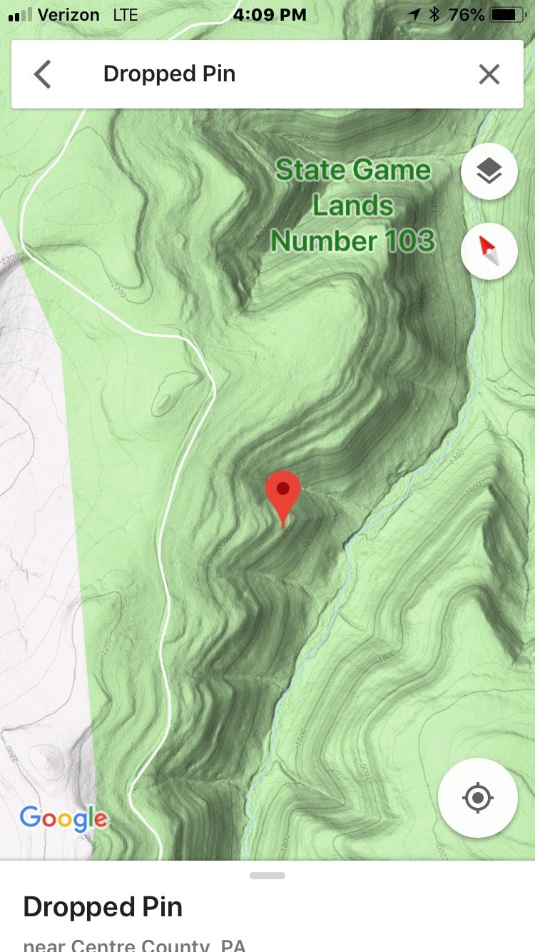  Topographical image of the shelter’s location, near Centre County, PA 