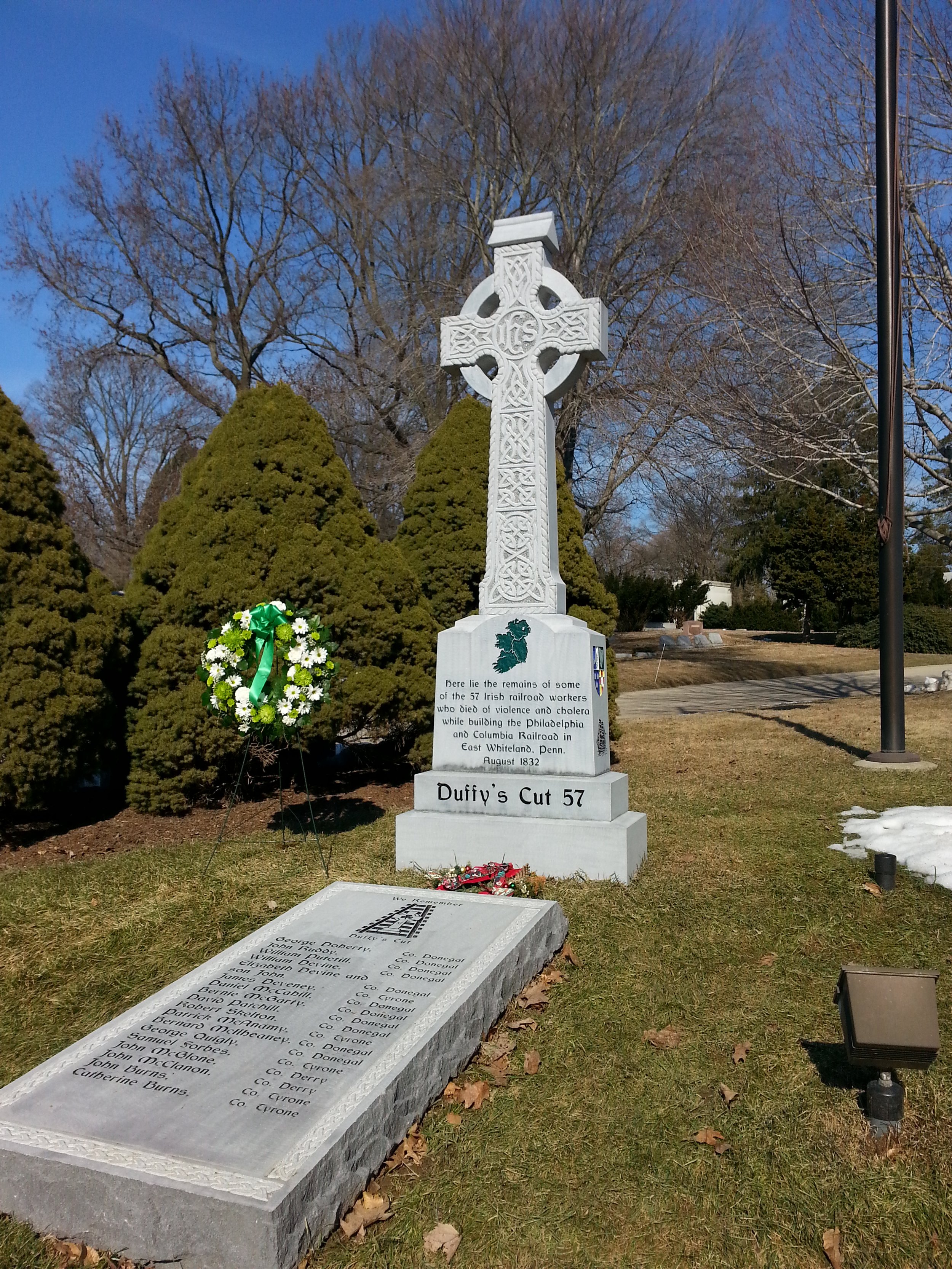  The Duffy's Cut burial site and memorial at West Laurel Hill Cemetery in Bala Cynwyd, PA 