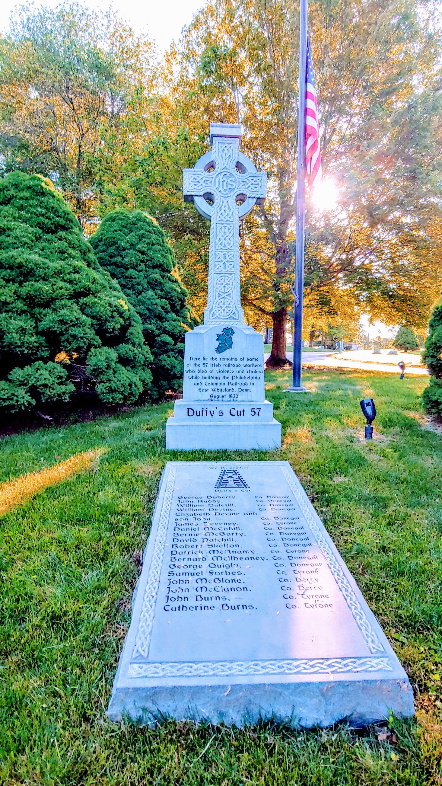  The Duffy's Cut burial site and memorial at West Laurel Hill Cemetery in Bala Cynwyd, PA 