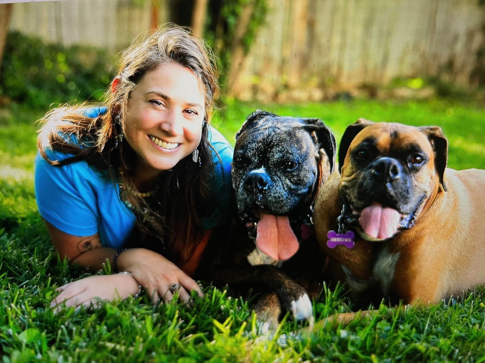  Lauren with her dogs Thor and Loki 