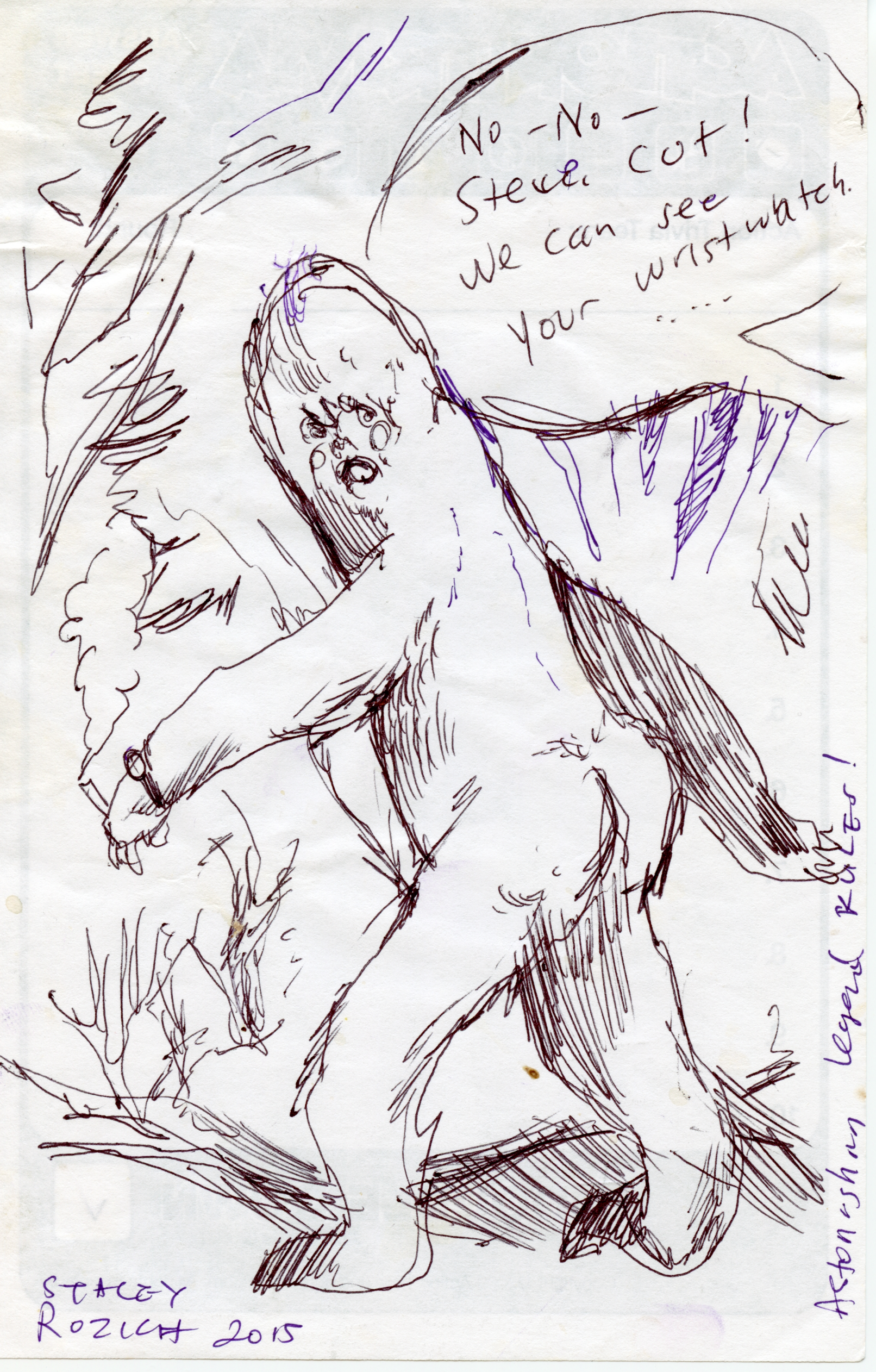  Bigfoot sketch by professional illustrator  Stacey Rozich , rendered in 2015 at the  Bigfoot Lodge , Los Angeles 