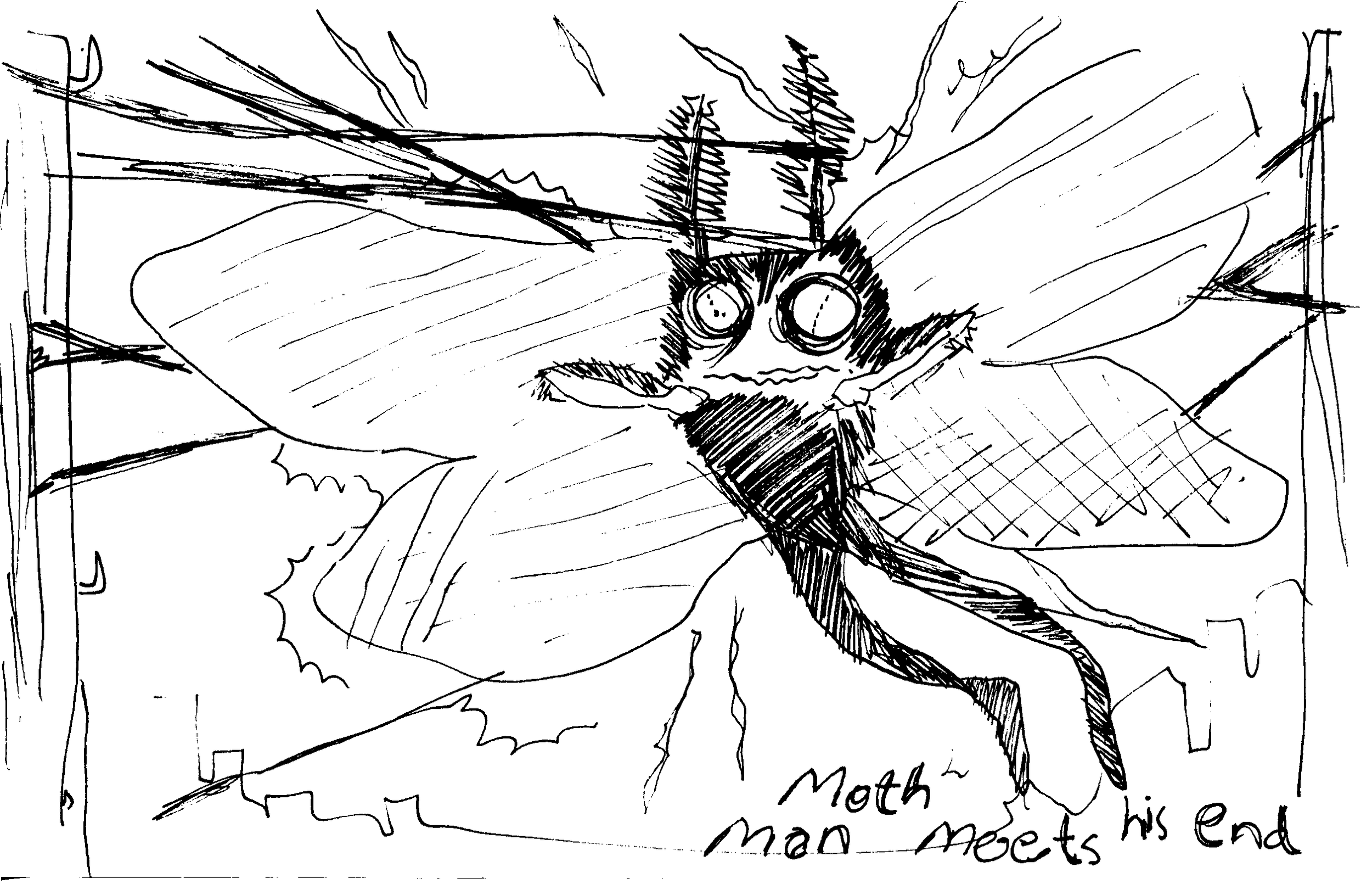  Mothman sketch by  Stacey Rozich  