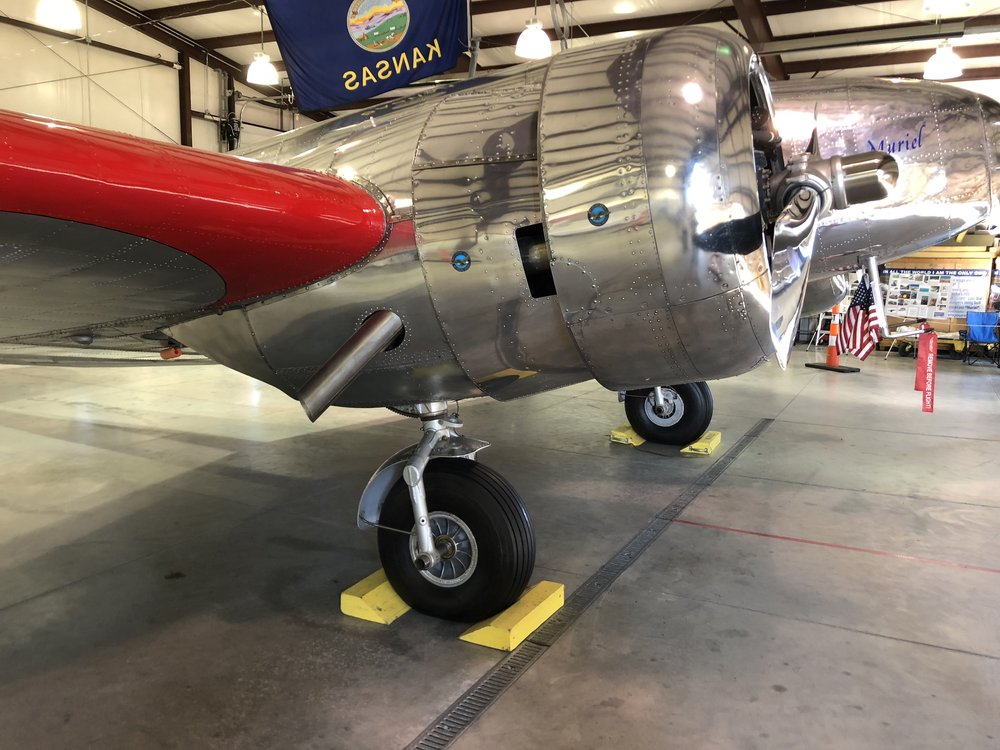  A restored Lockheed Electra 10-E named “Muriel” after Amelia Earhart’s sister, stored in a hangar at the Amelia Earhart Museum in Atchison, KS 