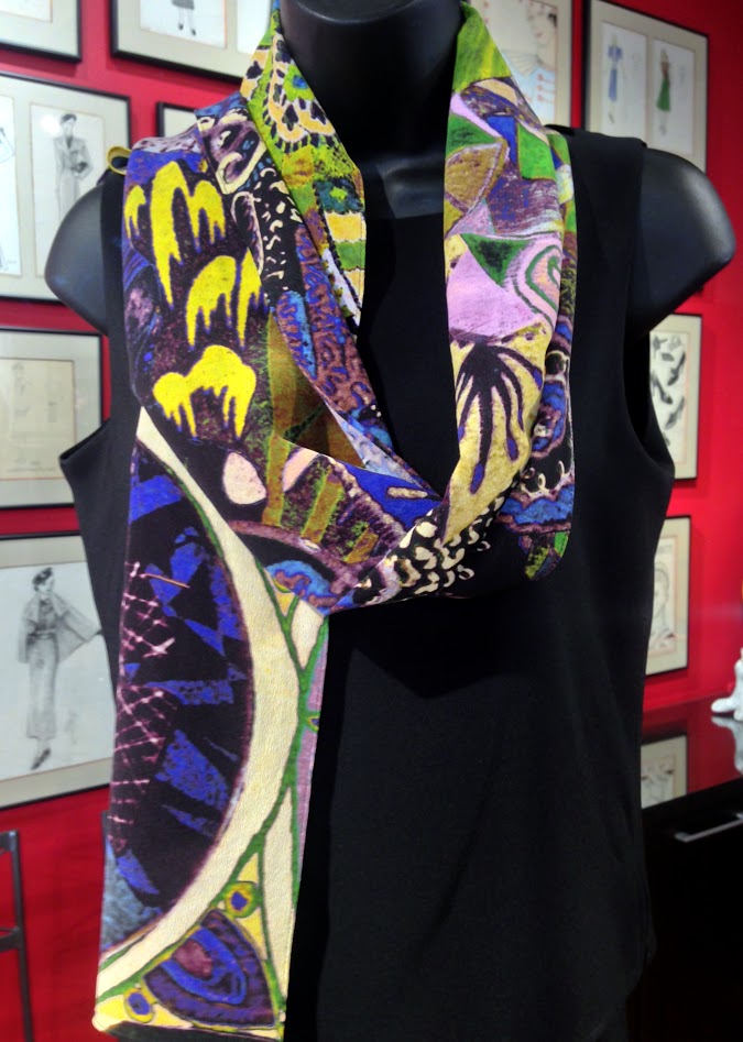 NCc- judimagier- art scarf- dynamic design- orginal artwork-unique- silk scarf-multicolored-made in usa.JPG