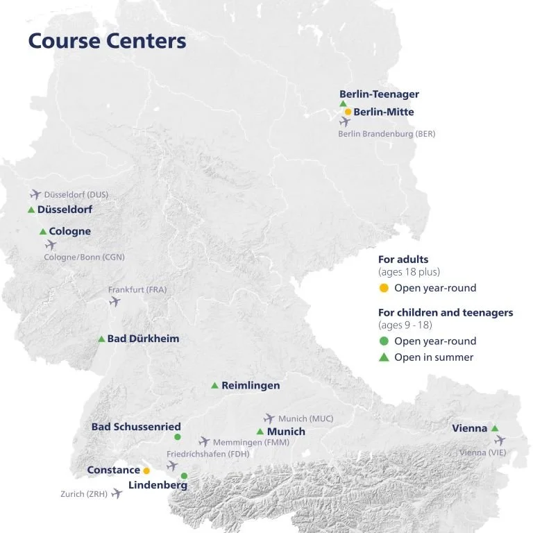 Mapa de todos los campus de Humboldt-Institut (HI) aprender alemán
