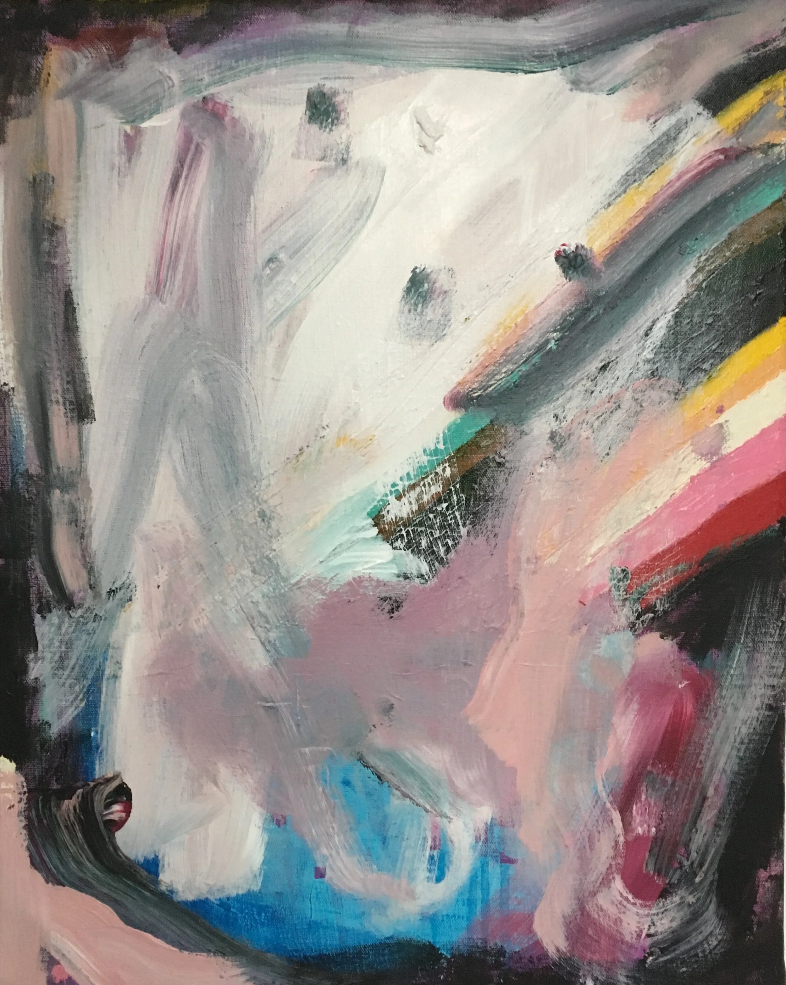 acrylic and oil stick on canvas, 16" X 20", 2017