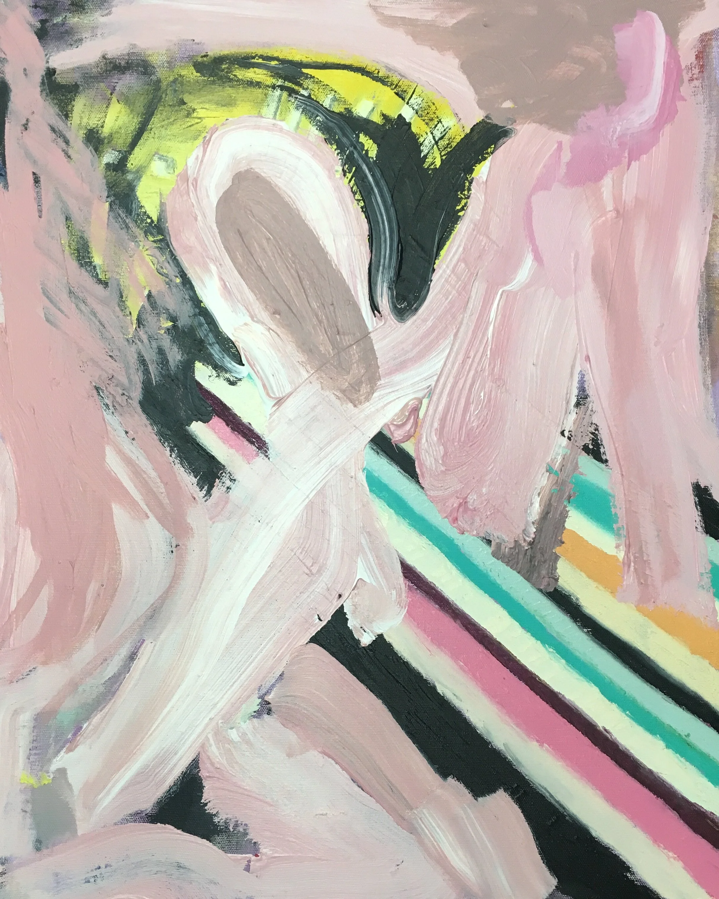 acrylic and oil stick on canvas, 16" X 20", 2017