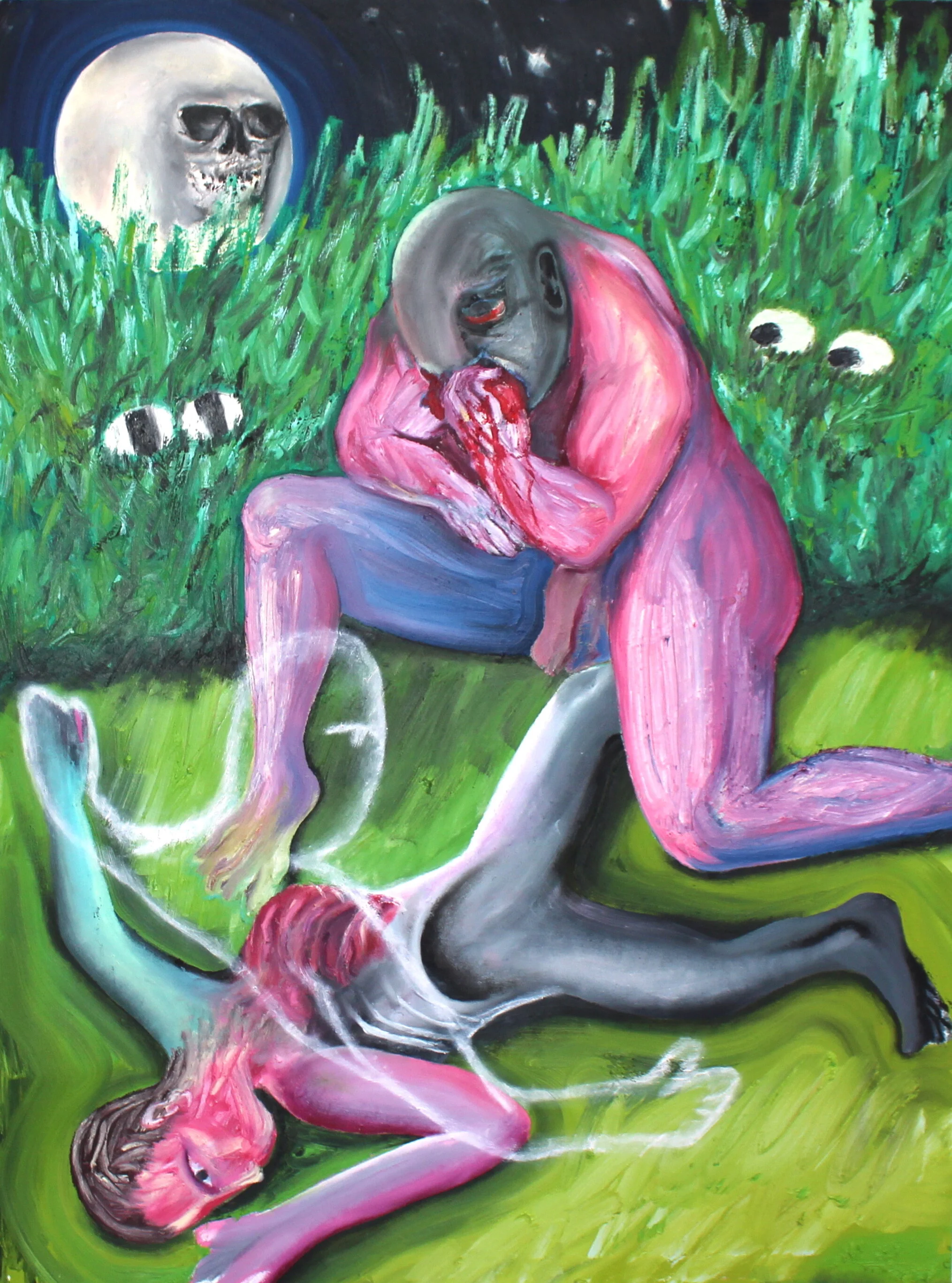 saturn devouring his son, oil stick on canvas, 48" X 36", 2021