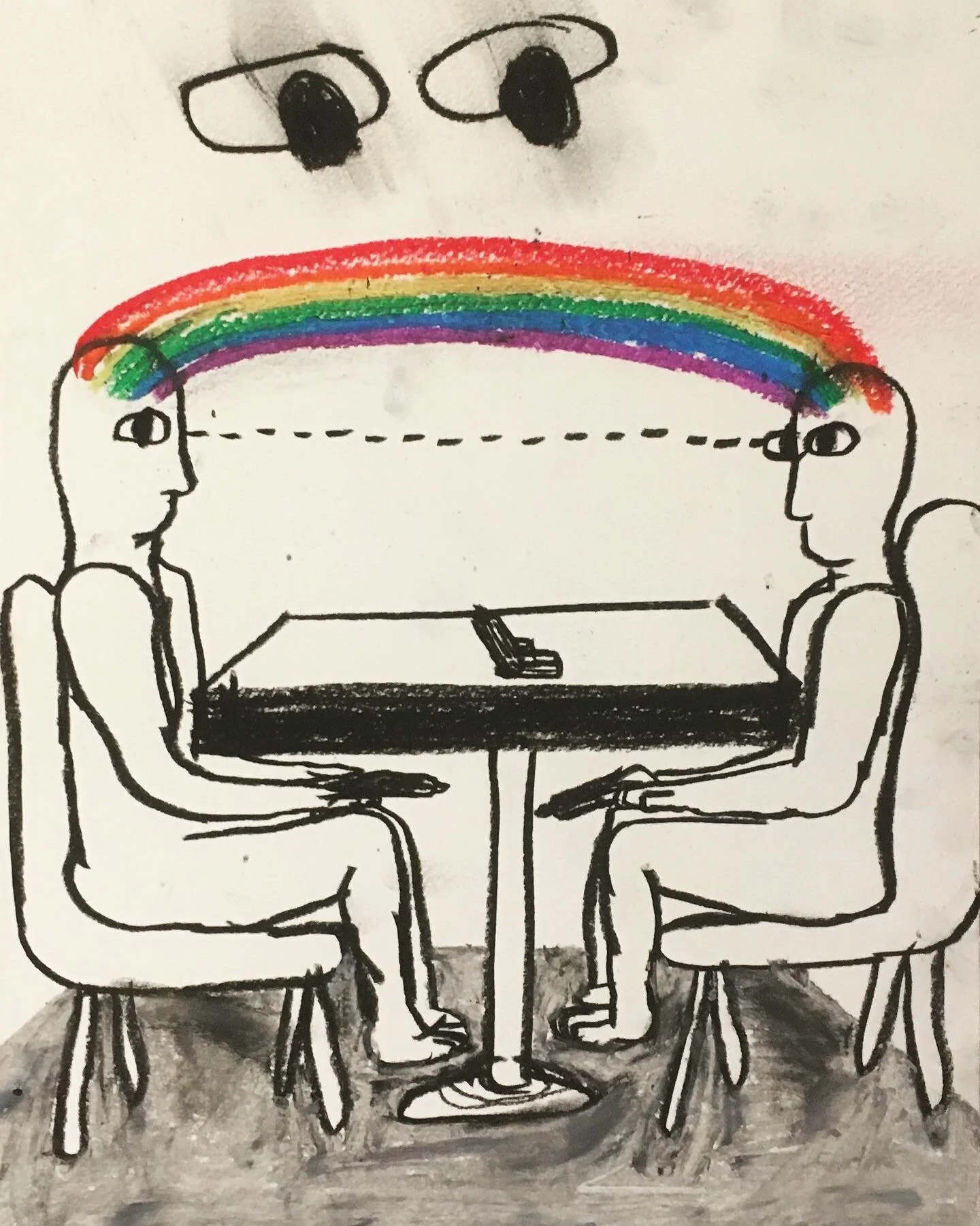 oil crayon and conte crayon on paper, 8" X 12"