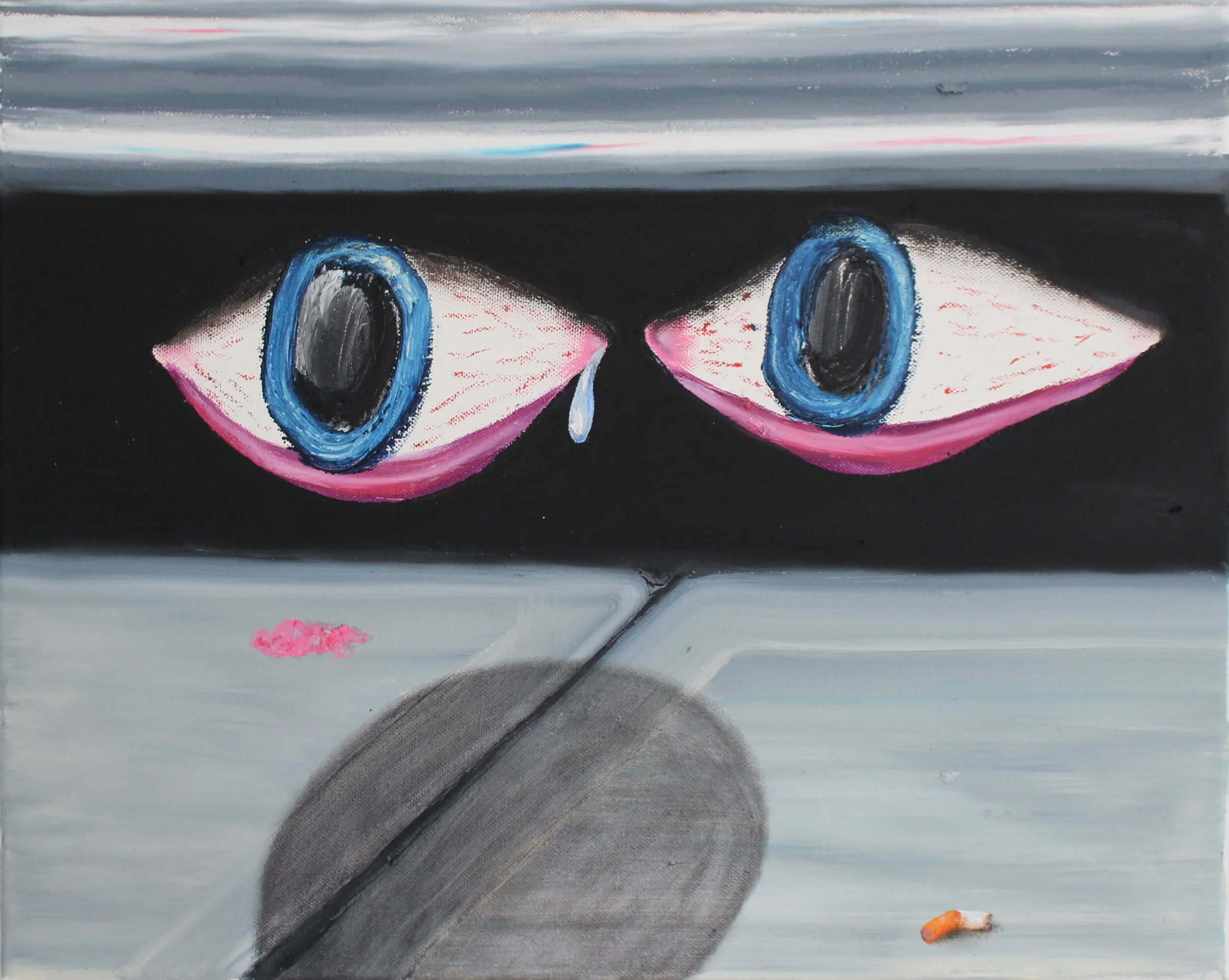 always watching (III). oil stick on canvas, 16" X 20", 2021