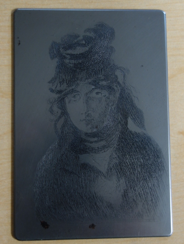 Édouard Manet - Berthe Morisot, Before: Printing Plate with Shellac Coating