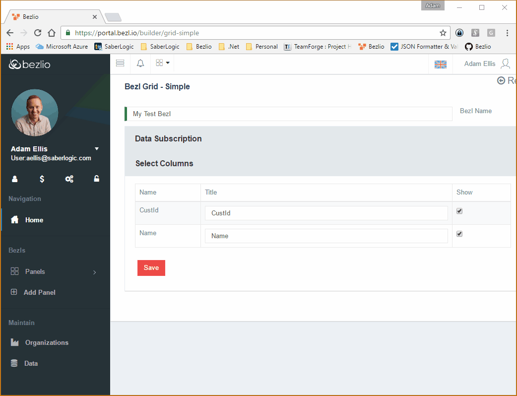 Screencast of saving the settings for the Bezl.