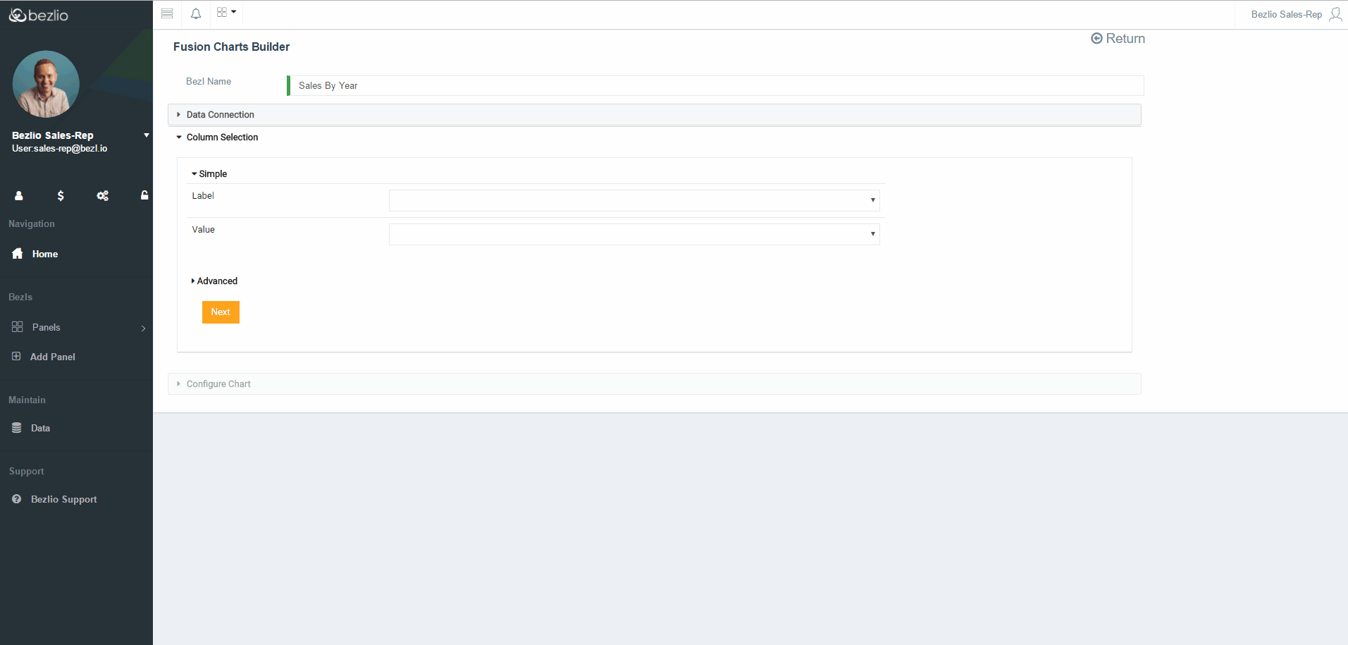 An animated GIF that shows a Bezlio user configuring all of the parameters available when defining the graphical features of the Bezl.