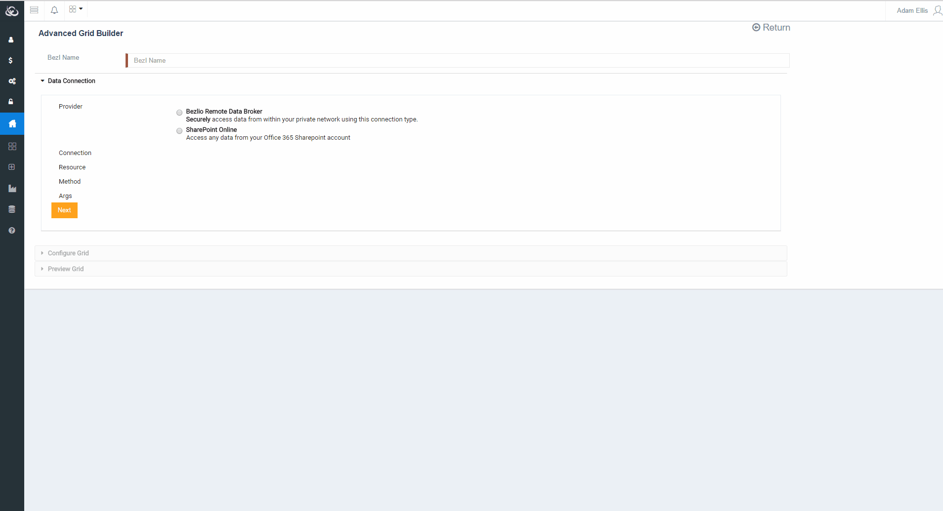 A GIF sneak peek on how to use the Bezlio Advanced Grid Designer.