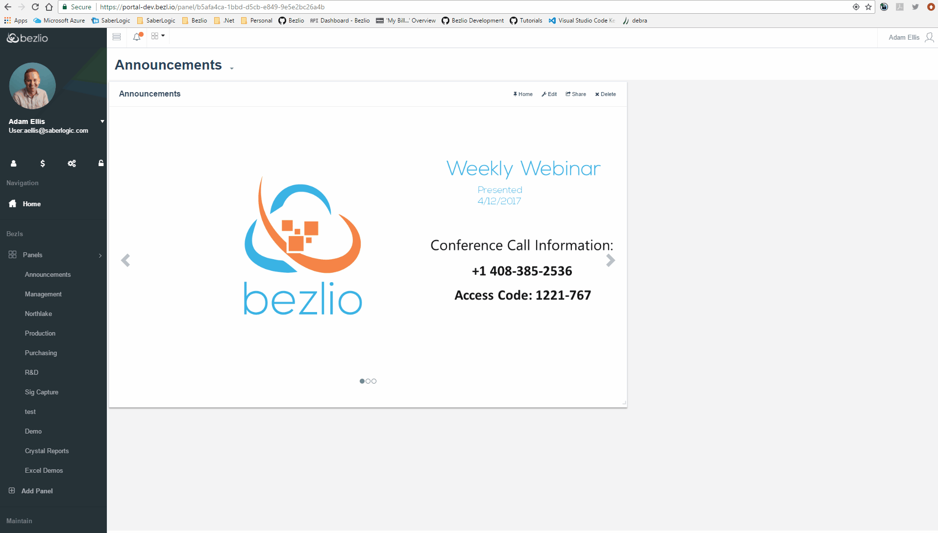 GIF of the new Bezlio Announcements Slider Bezl that can display images from any network folder in an easy to use Bezl.