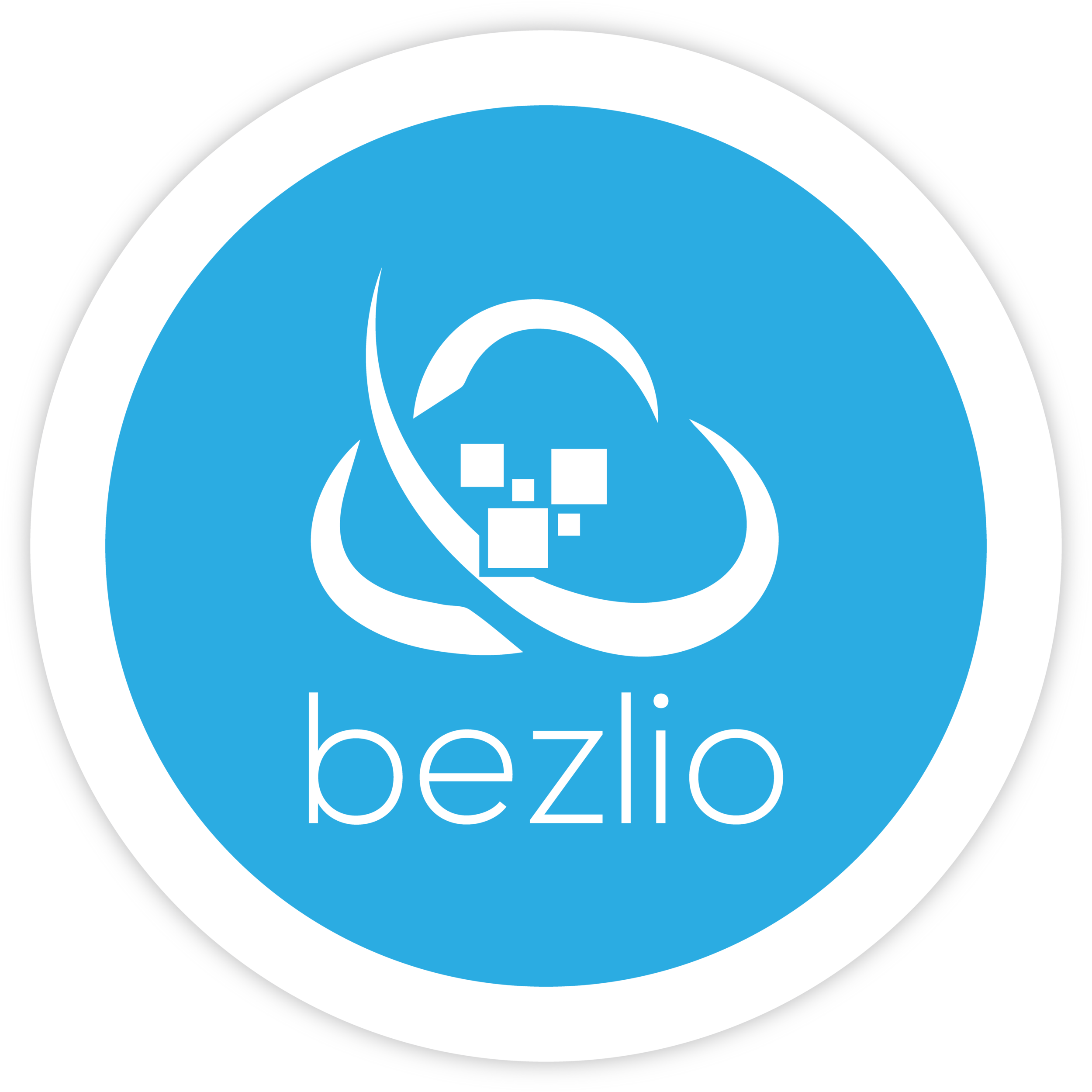 Bezlio logo with blue background and white glyph