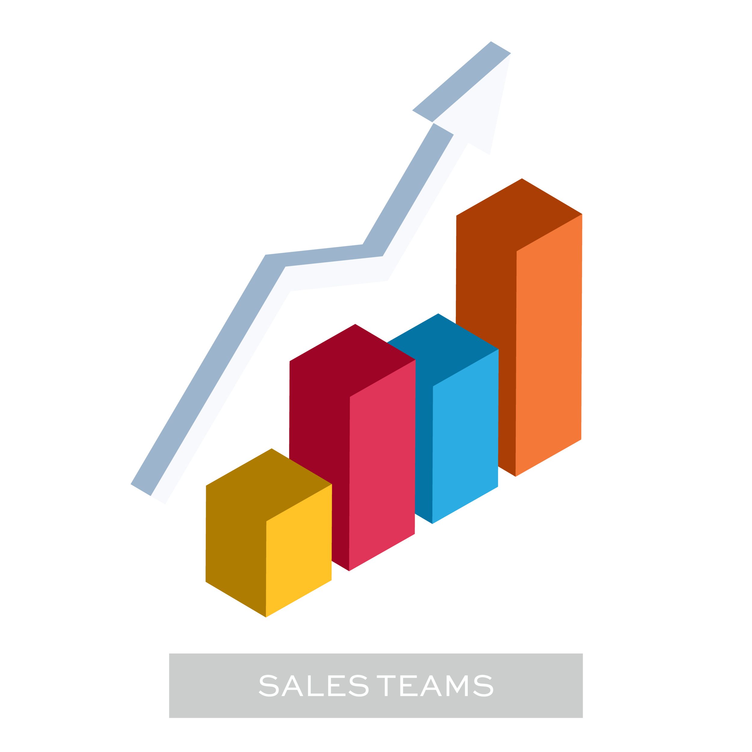 Illustration of a 3D bar chart that represents the area of the website that has step by step instructions for setting up Bezlio for Sales Teams.