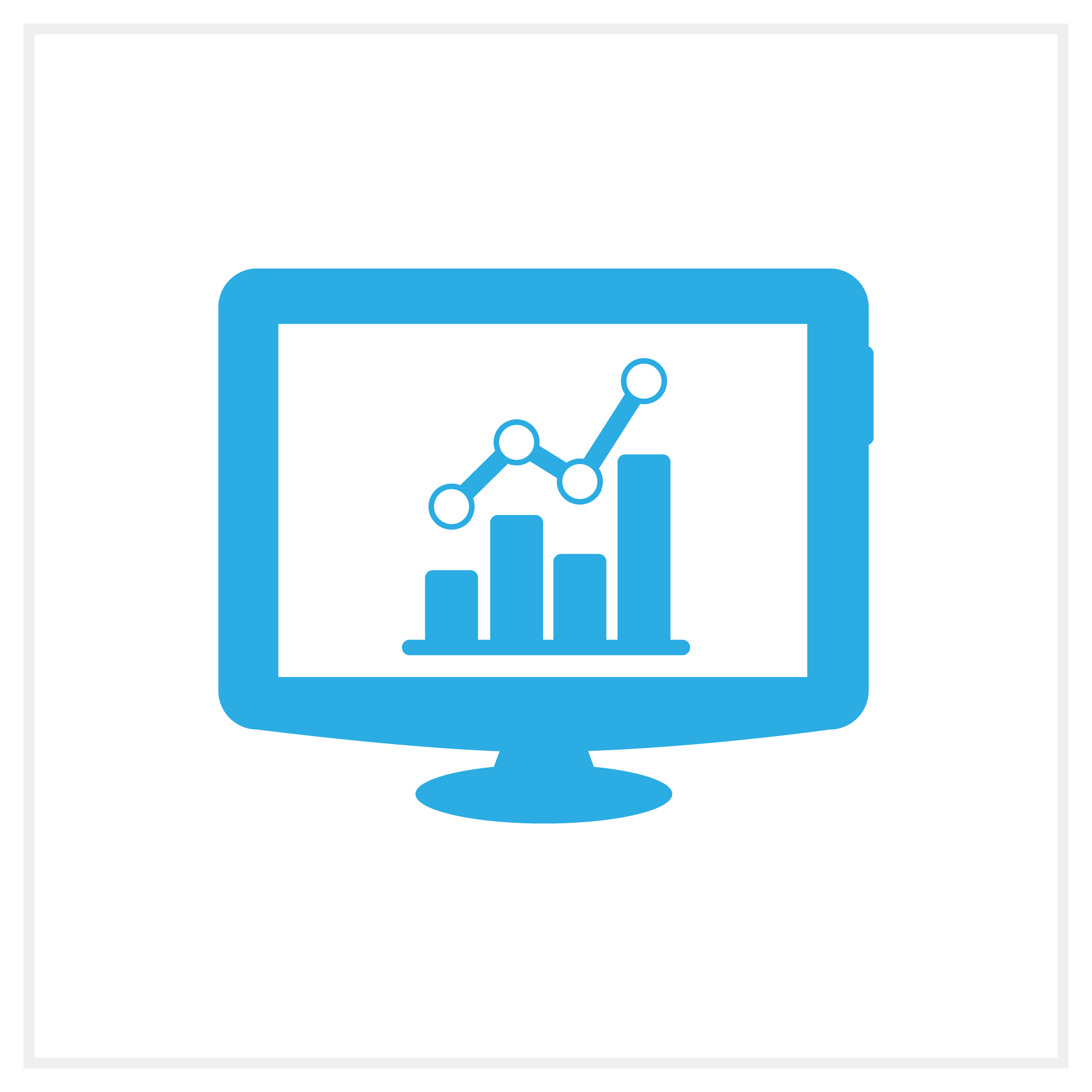 Illustration of a TV screen with a bar and line graph on it, representing Bezlio's ability to display team TV dashboards for offices.