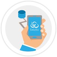 Icon of 4 rectangles together that represents the dashboard view of Bezlio's mobile sales software accounts view screen, built on top of our no-code development platform.