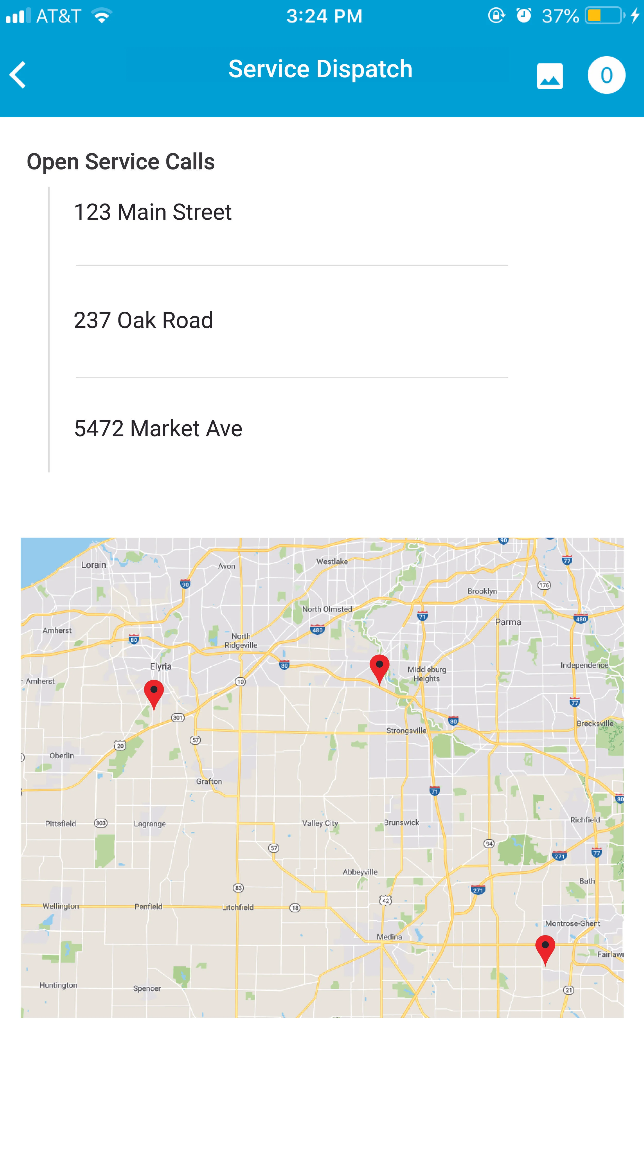 Users can see open calls in both a list and map view.